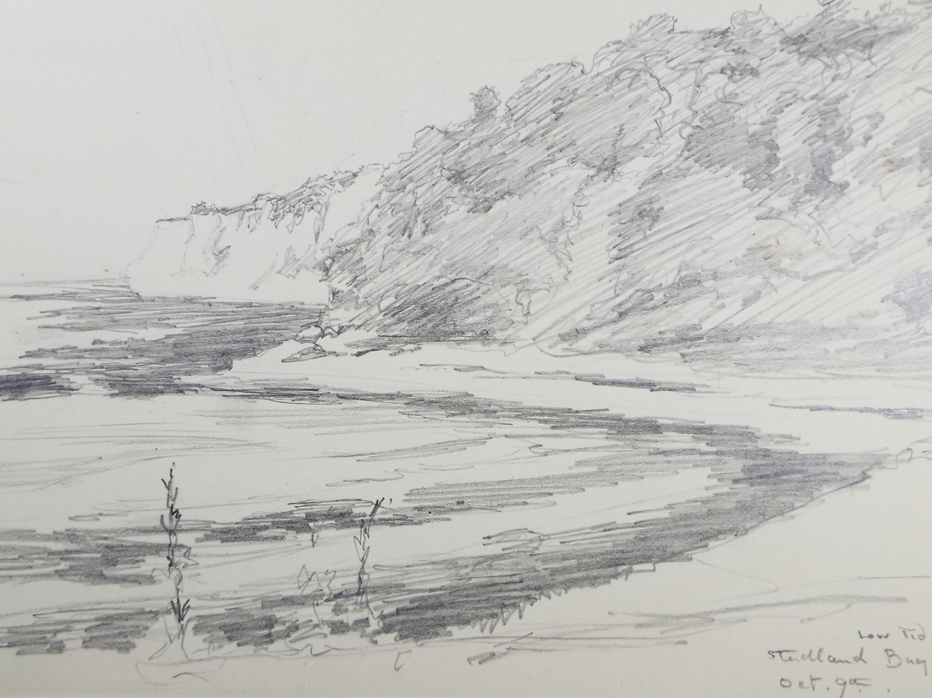 Original Pencil Sketch,'Low Tide, Studland Bay', Leonard Leslie Brooke (1862 - 1940), Late 19th Century