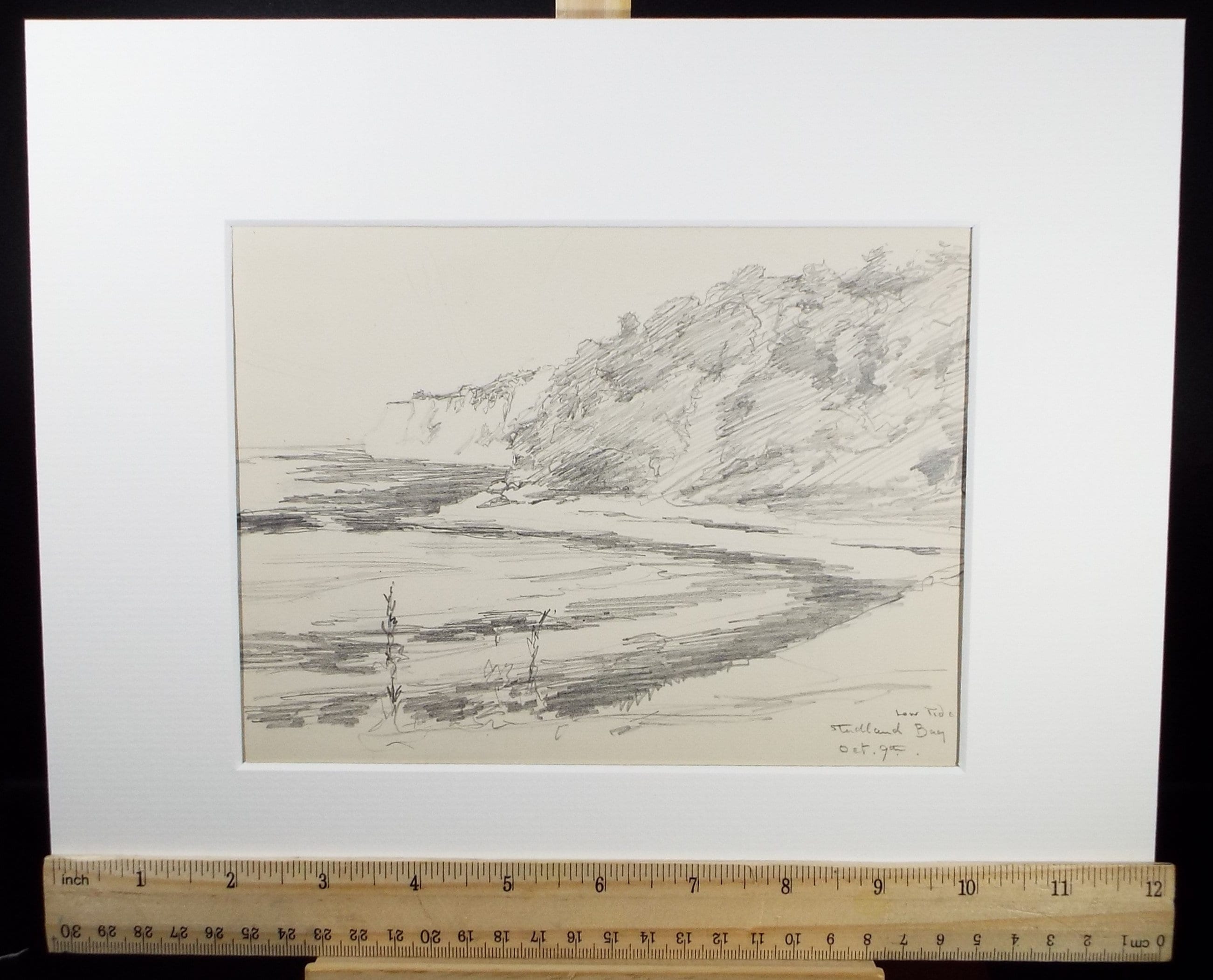 Original Pencil Sketch,'Low Tide, Studland Bay', Leonard Leslie Brooke (1862 - 1940), Late 19th Century