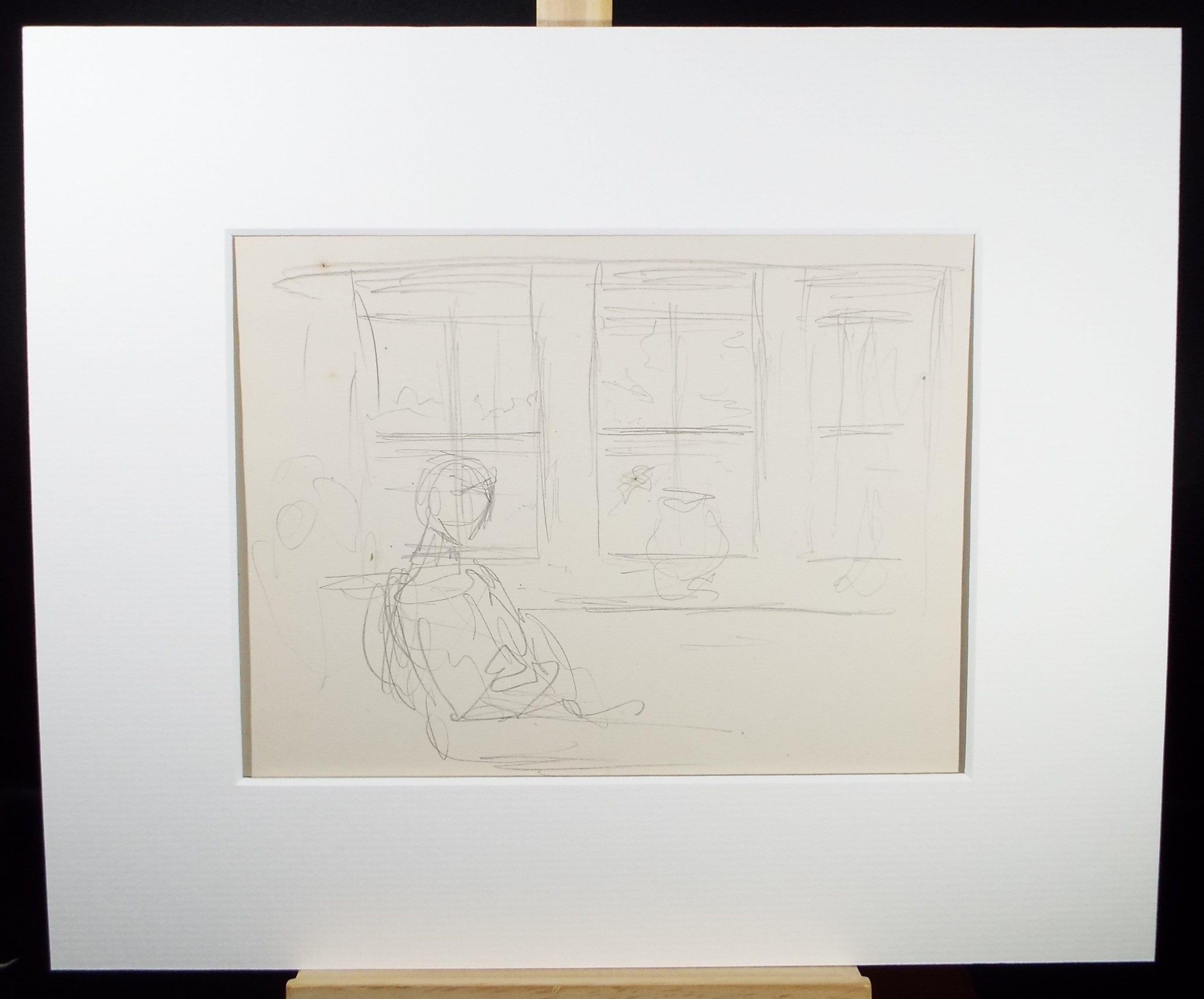 Original Pencil Sketch,'Figure at a Window', Leonard Leslie Brooke (1862 - 1940), Late 19th Century