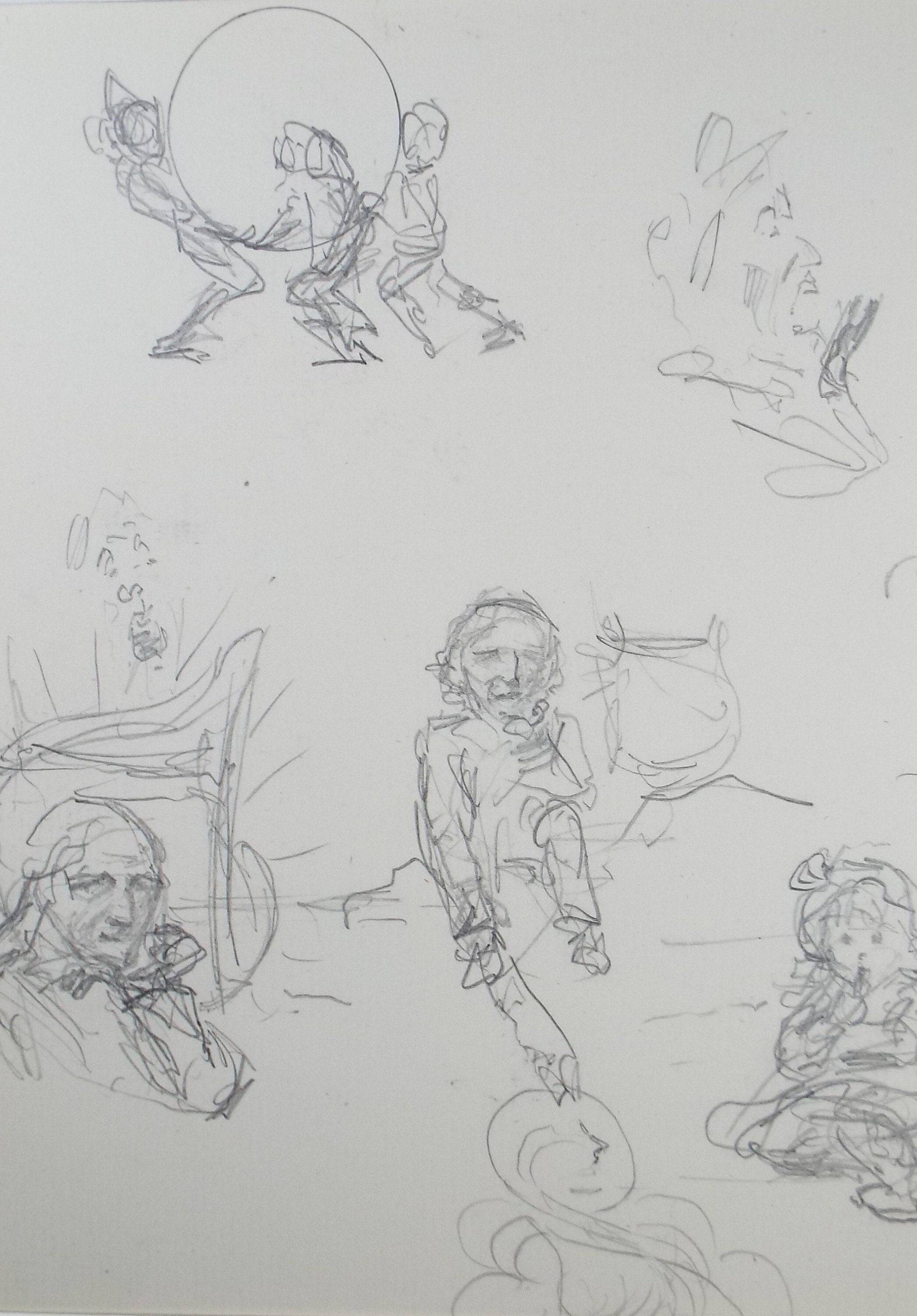 Original Pencil Sketch,'Figure Studies', Leonard Leslie Brooke (1862 - 1940), Late 19th Century