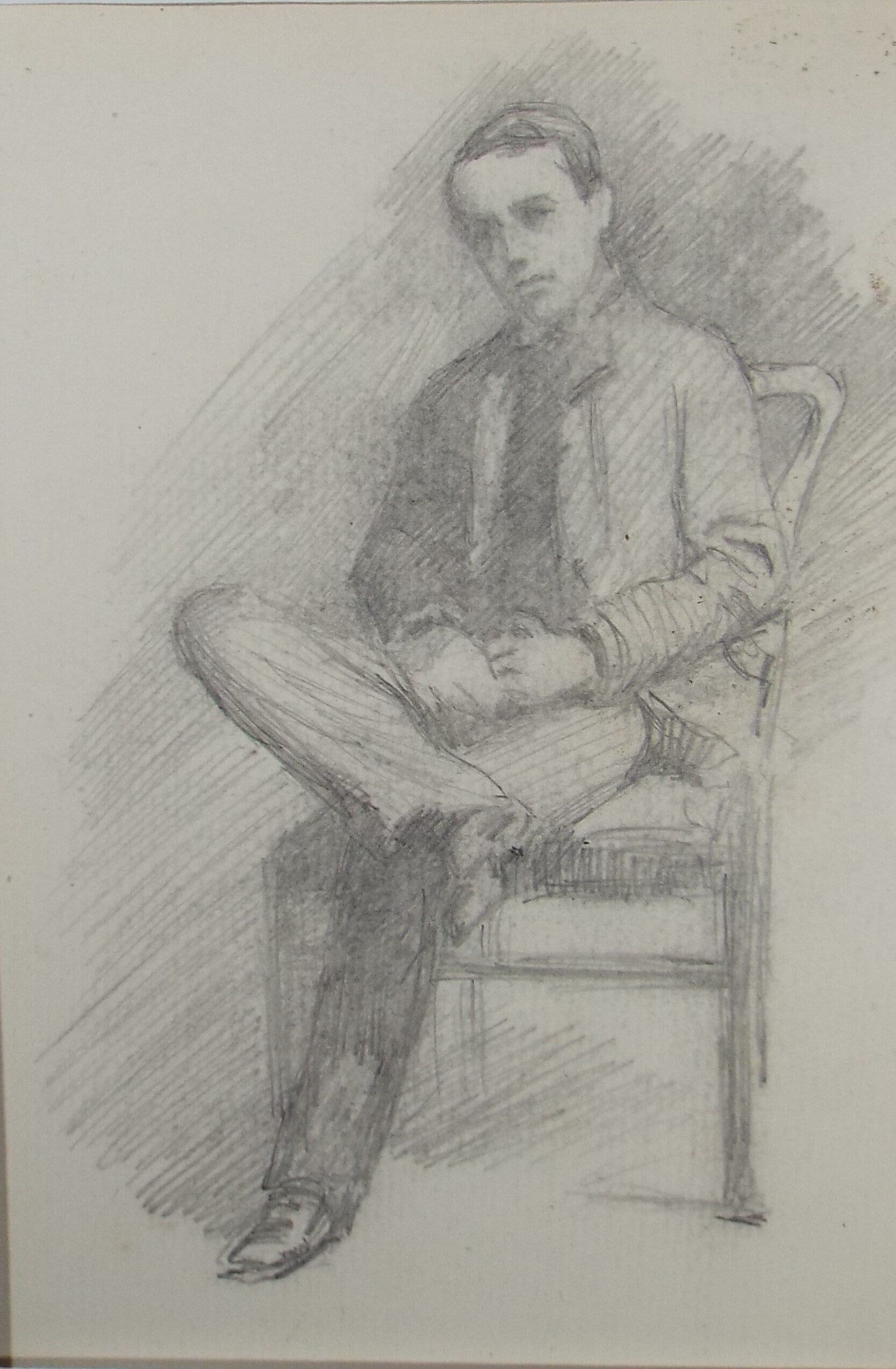 Original Pencil Sketch,'Man Seated in a Chair', Leonard Leslie Brooke (1862 - 1940), Late 19th Century