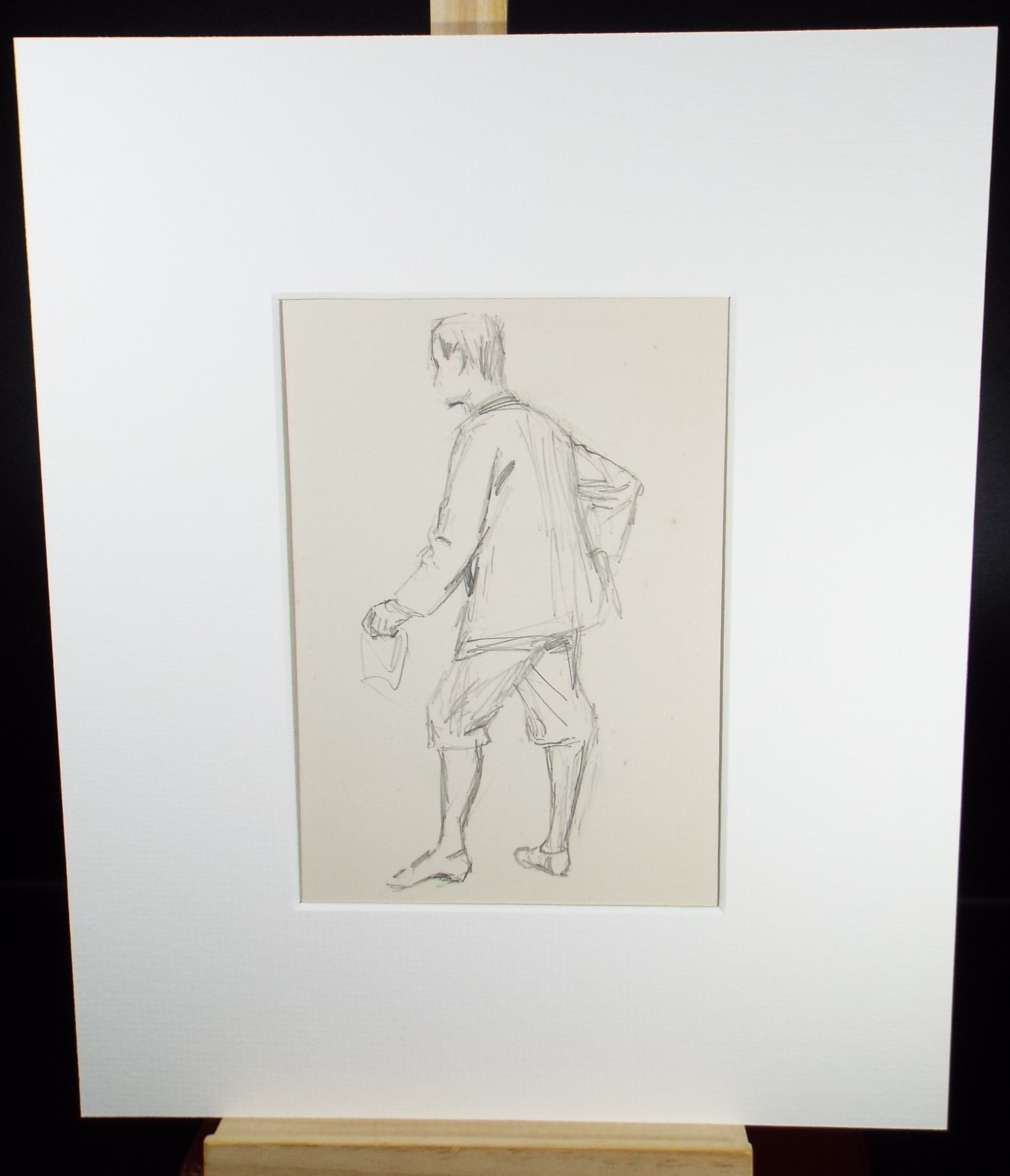 Original Pencil Sketch,'Study of a Standing Male Figure', Leonard Leslie Brooke (1862 - 1940), Late 19th Century