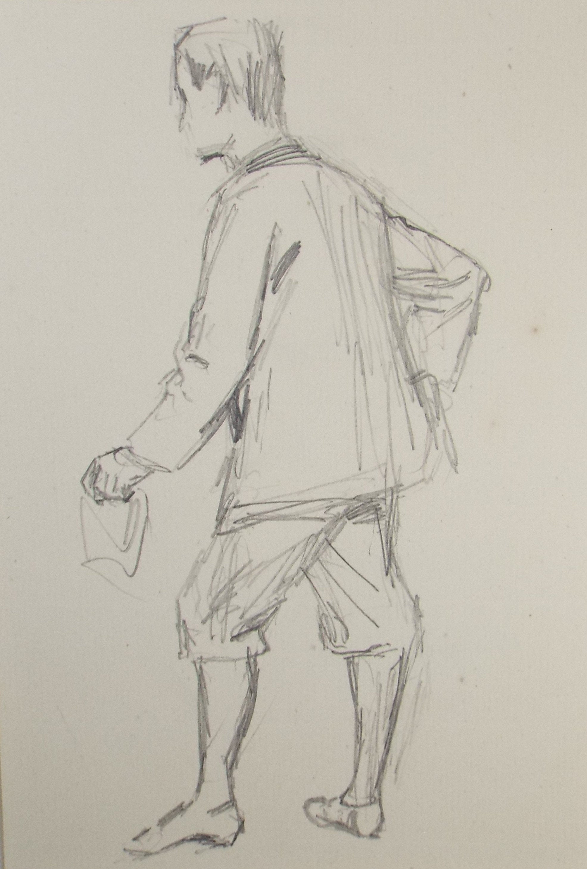 Original Pencil Sketch,'Study of a Standing Male Figure', Leonard Leslie Brooke (1862 - 1940), Late 19th Century