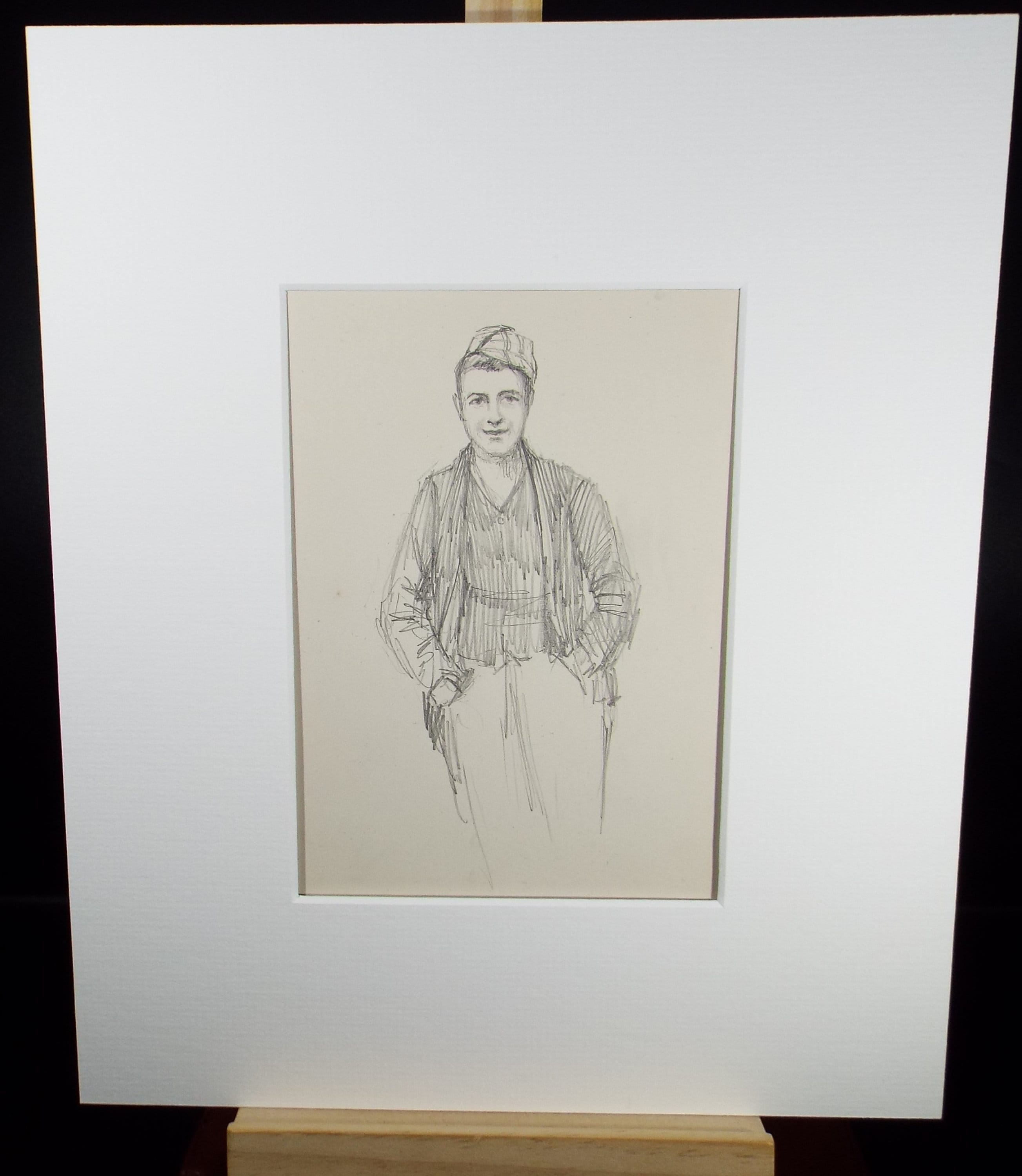 Original Pencil Sketch,'Study of a Youth', Leonard Leslie Brooke (1862 - 1940), Late 19th Century