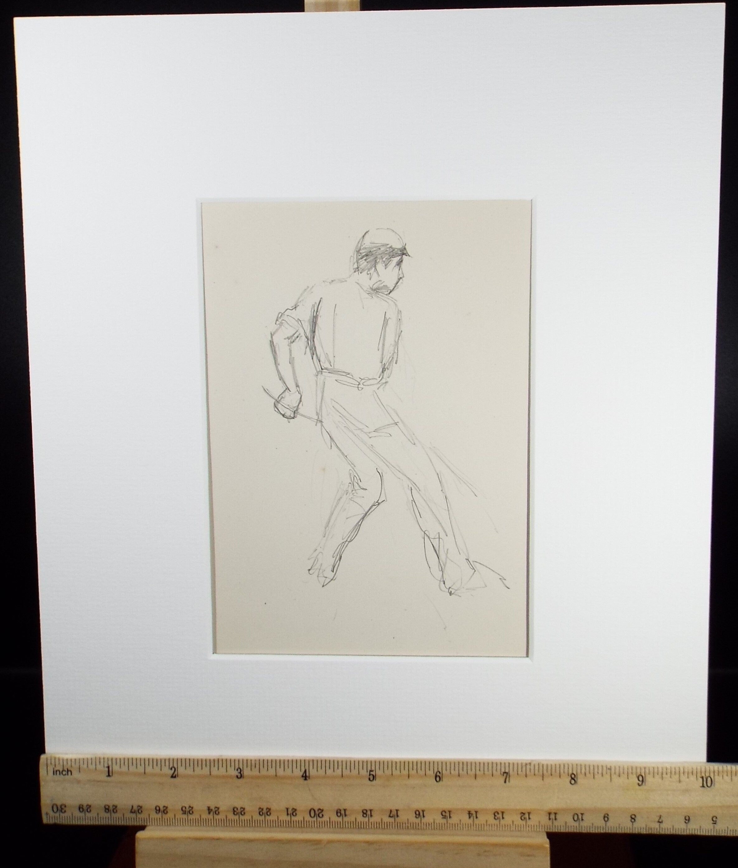 Original Pencil Sketch,'Study of a Man with a Rake', Leonard Leslie Brooke (1862 - 1940), Late 19th Century