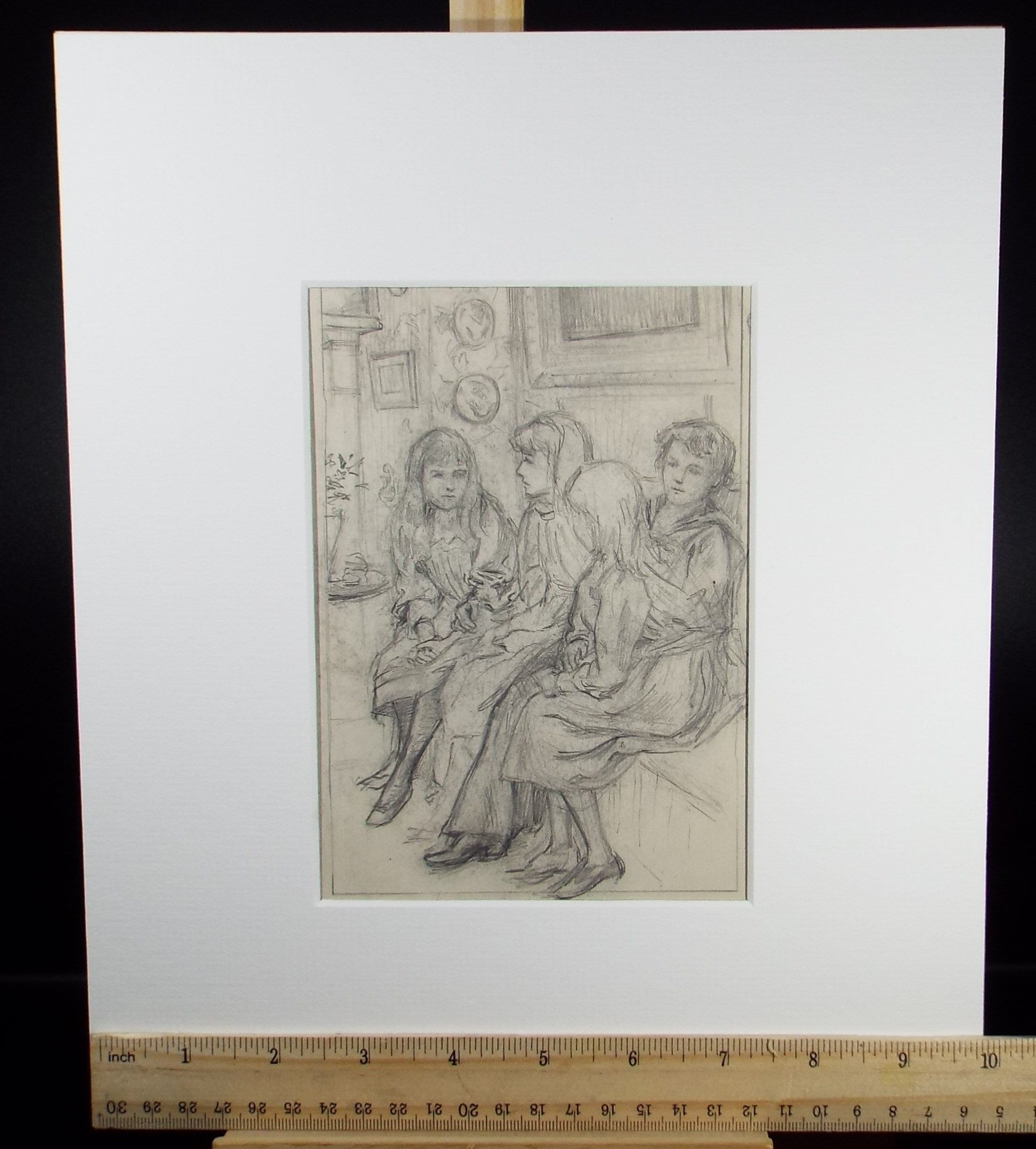 Original Pencil Sketch,'Study of Seated Children', Leonard Leslie Brooke (1862 - 1940), Late 19th Century