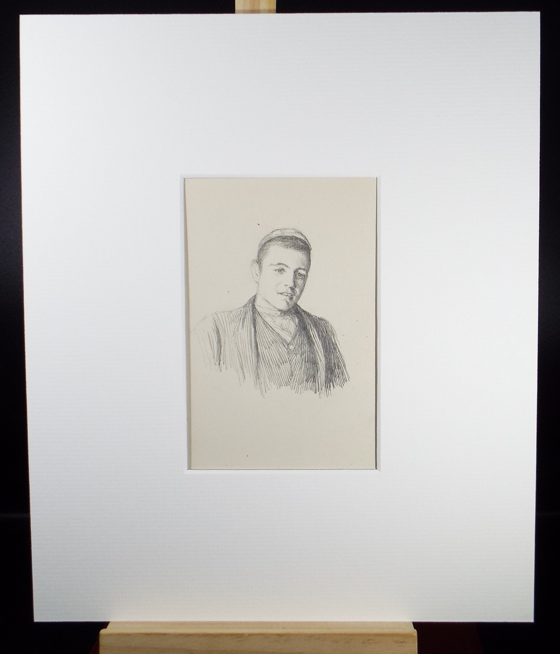 Original Pencil Sketch,'Portrait of a Youth', Leonard Leslie Brooke (1862 - 1940), Late 19th Century