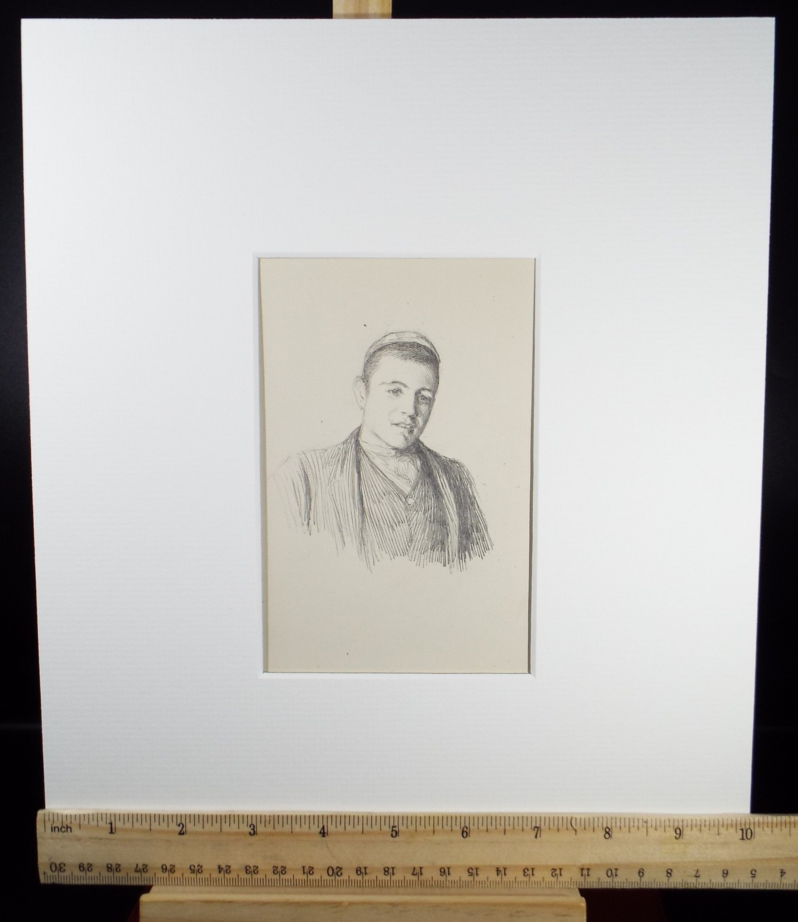 Original Pencil Sketch,'Portrait of a Youth', Leonard Leslie Brooke (1862 - 1940), Late 19th Century