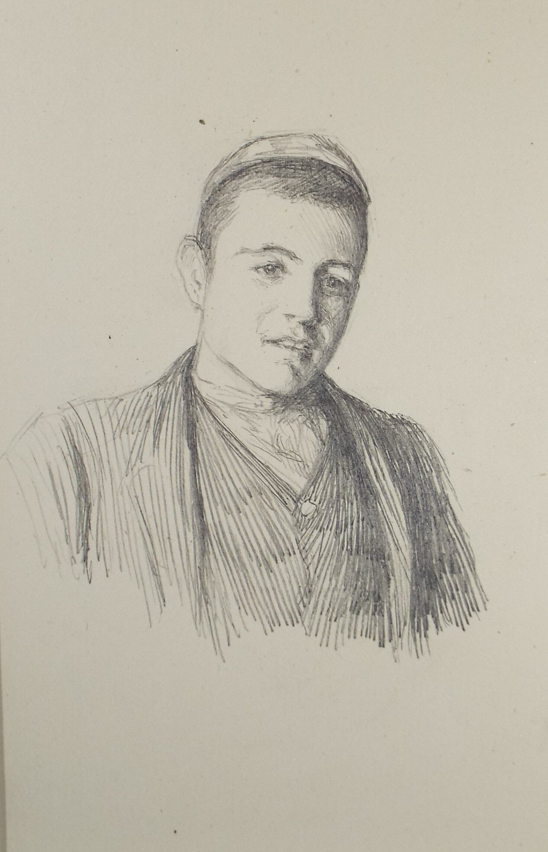 Original Pencil Sketch,'Portrait of a Youth', Leonard Leslie Brooke (1862 - 1940), Late 19th Century