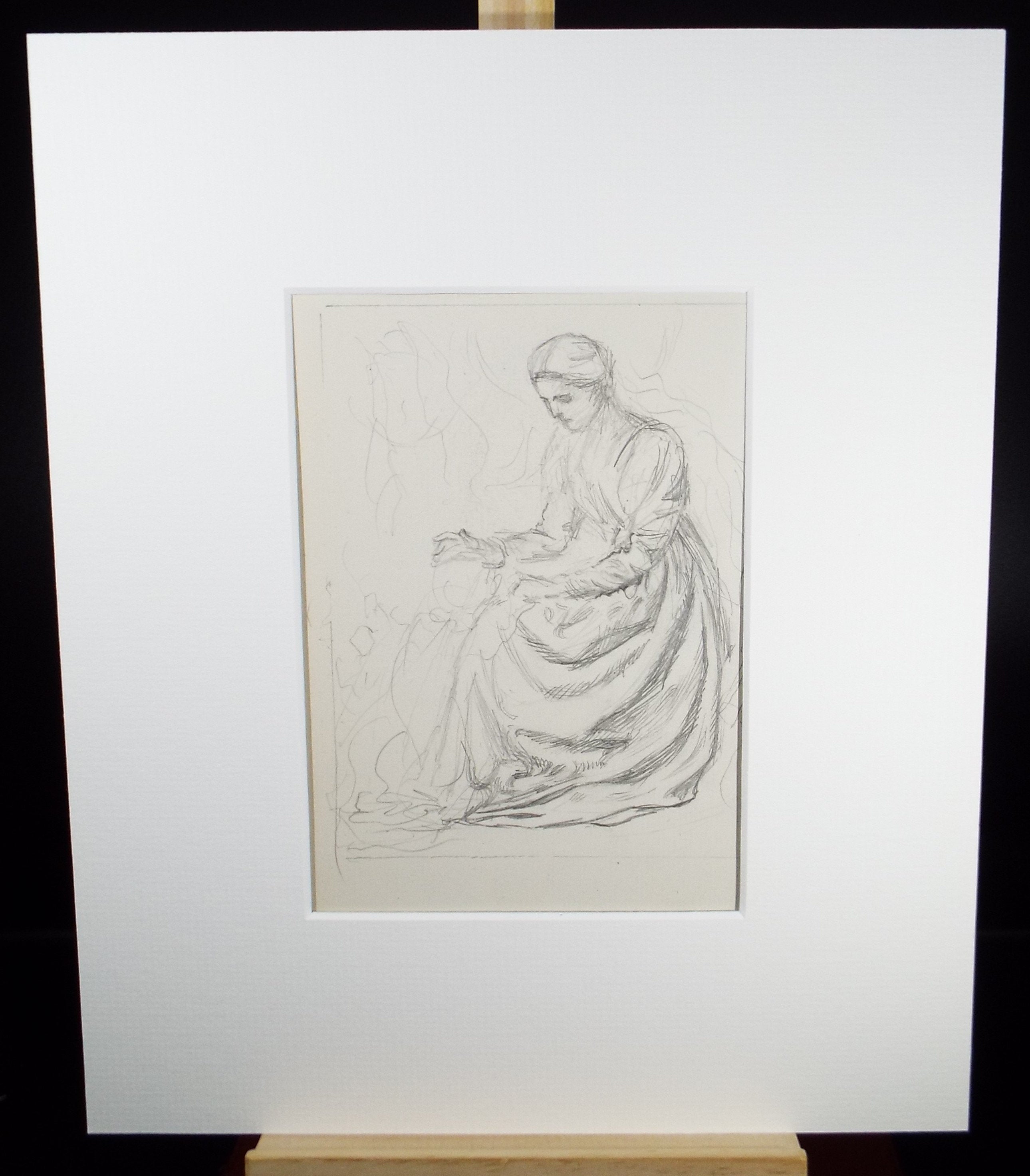 Original Pencil Sketch,'Study of a Seated Woman', Leonard Leslie Brooke (1862 - 1940), Late 19th Century