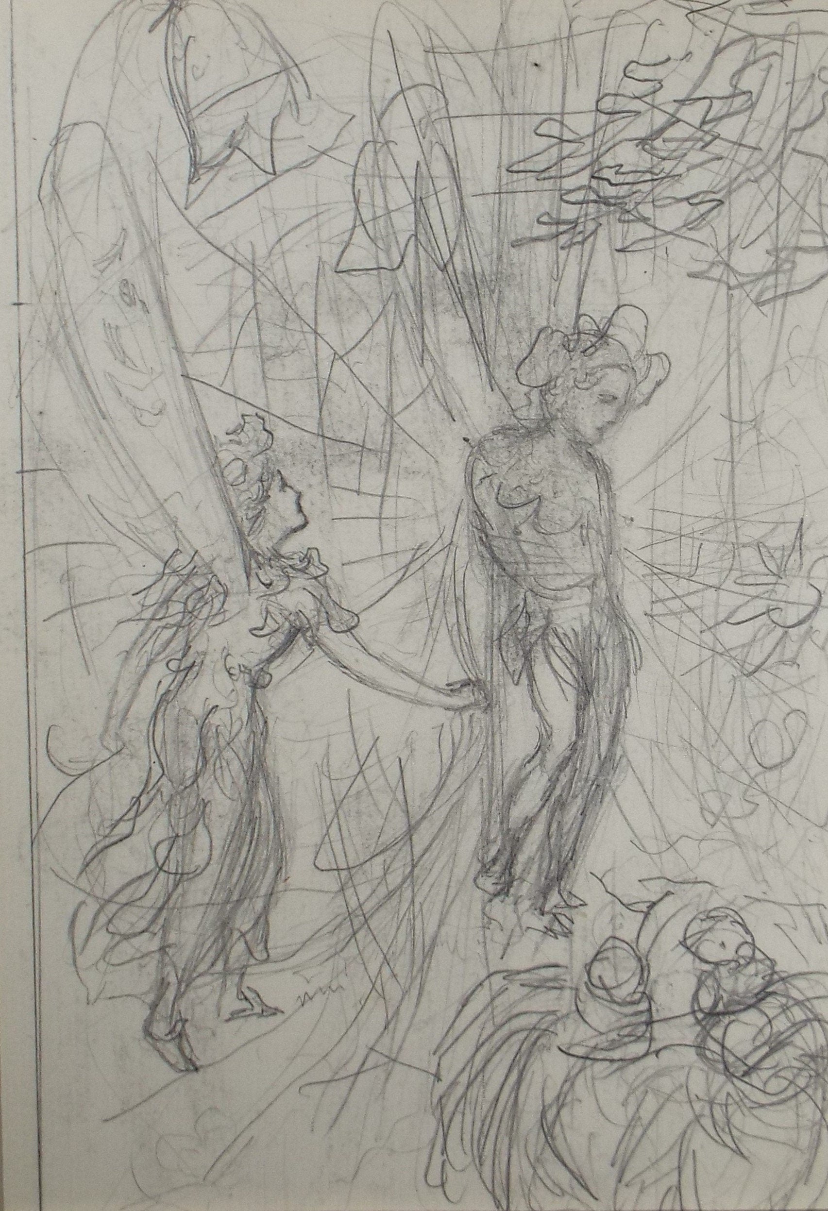 Original Pencil Sketch,'Fairy Sketch', Leonard Leslie Brooke (1862 - 1940), Late 19th Century