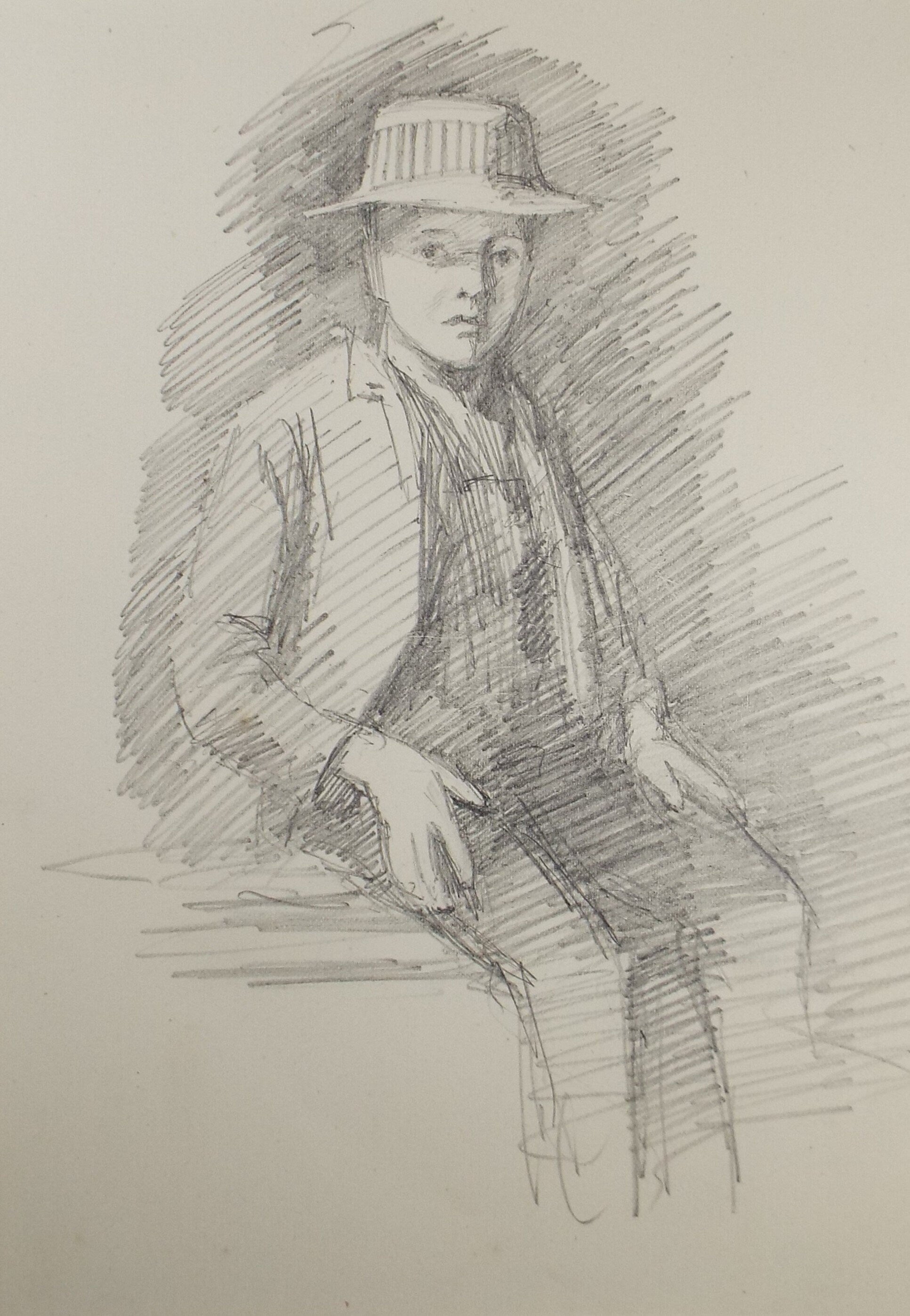 Original Pencil Sketch,'Study of a Seated boy', Leonard Leslie Brooke (1862 - 1940), Late 19th Century