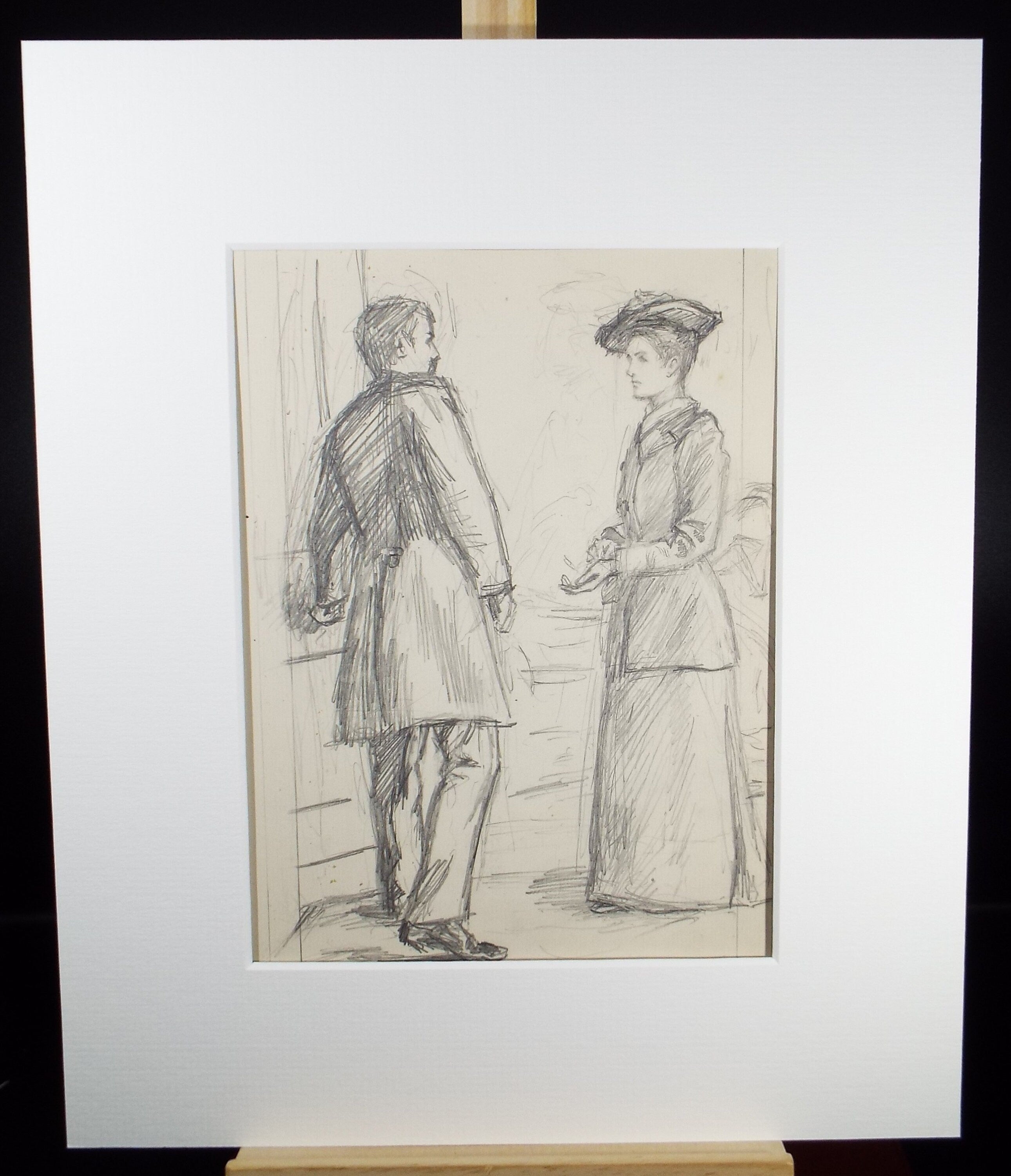 Original Pencil Sketch,'Two Figures', Leonard Leslie Brooke (1862 - 1940), Late 19th Century