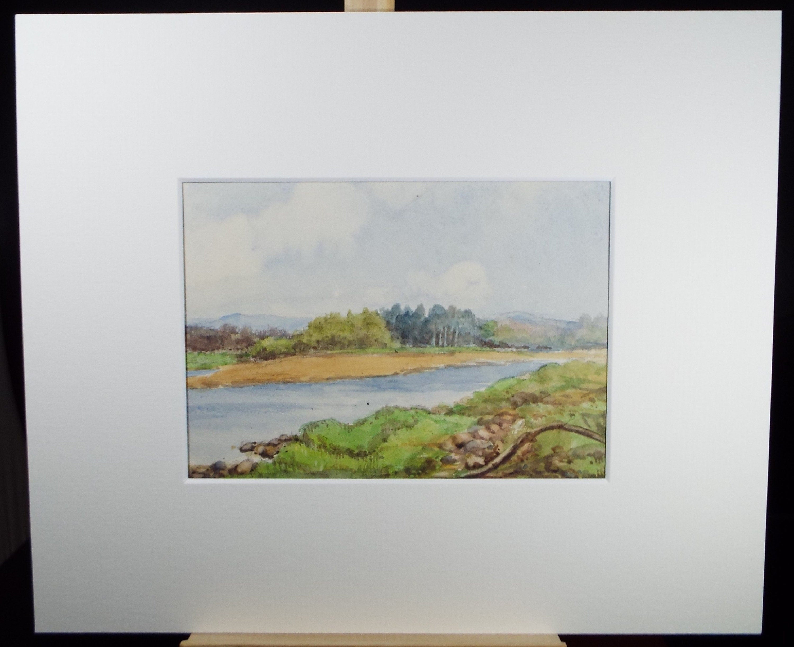 Original Watercolour Sketch, 'River Sand Bar' , c1910, Unknown Artist