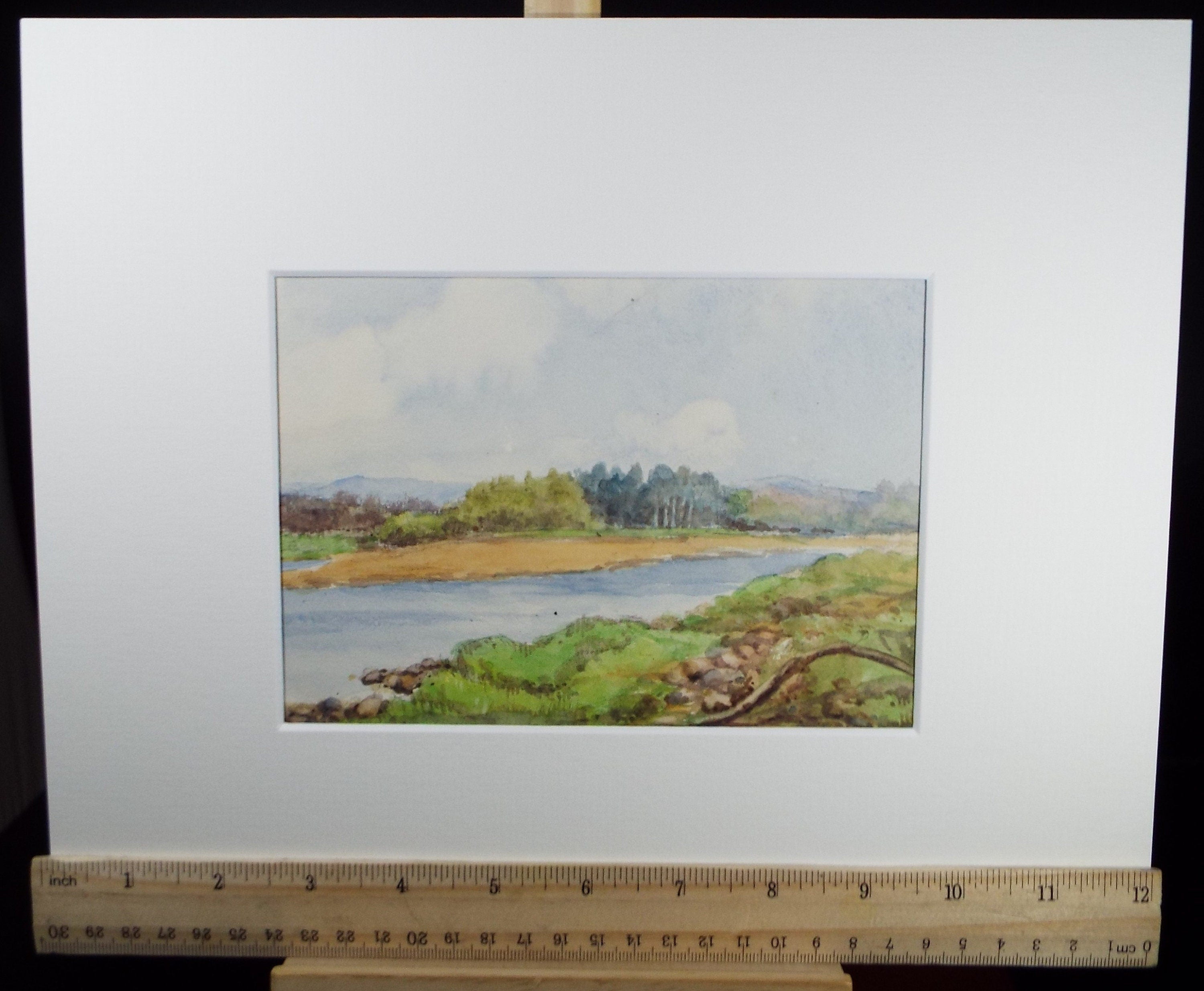 Original Watercolour Sketch, 'River Sand Bar' , c1910, Unknown Artist