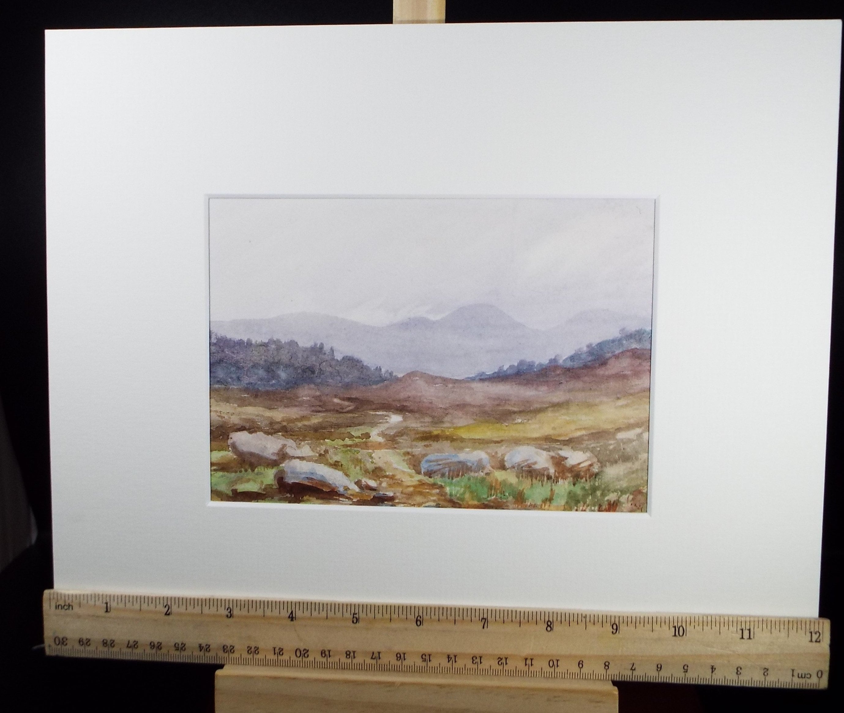 Original Watercolour Sketch, 'Moorland Landscape', c1910, Unknown Artist