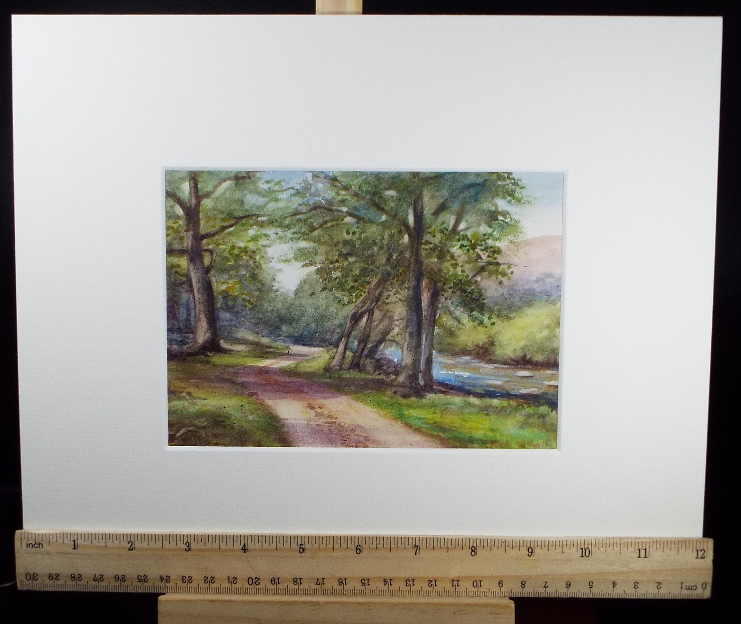 Original Watercolour Sketch, 'Riverside Track', c1910, Unknown Artist