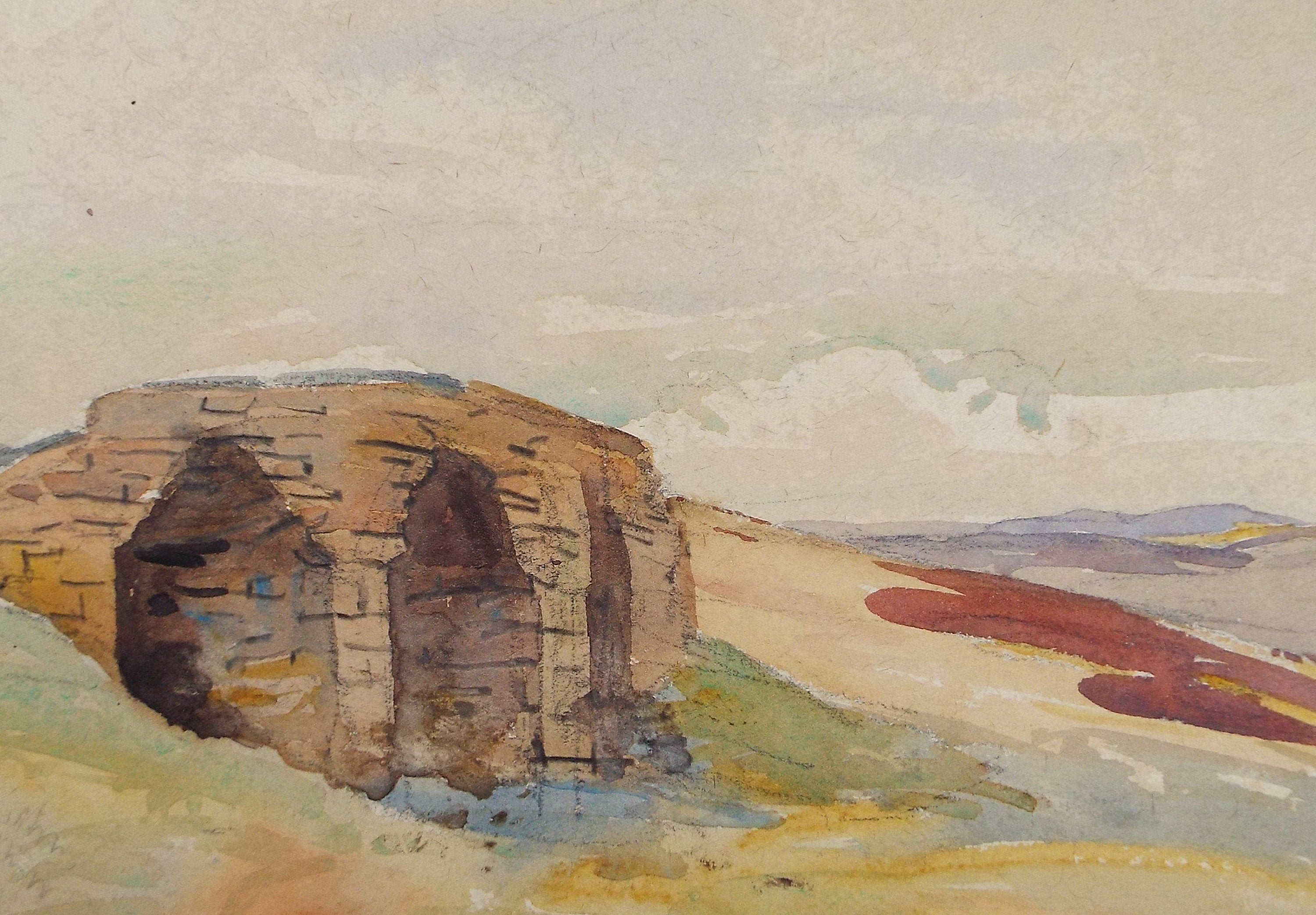 Original Watercolour ,'Rock Structure', William Walls 1860-1942 ARSA, RSW, RSA, dated 1921