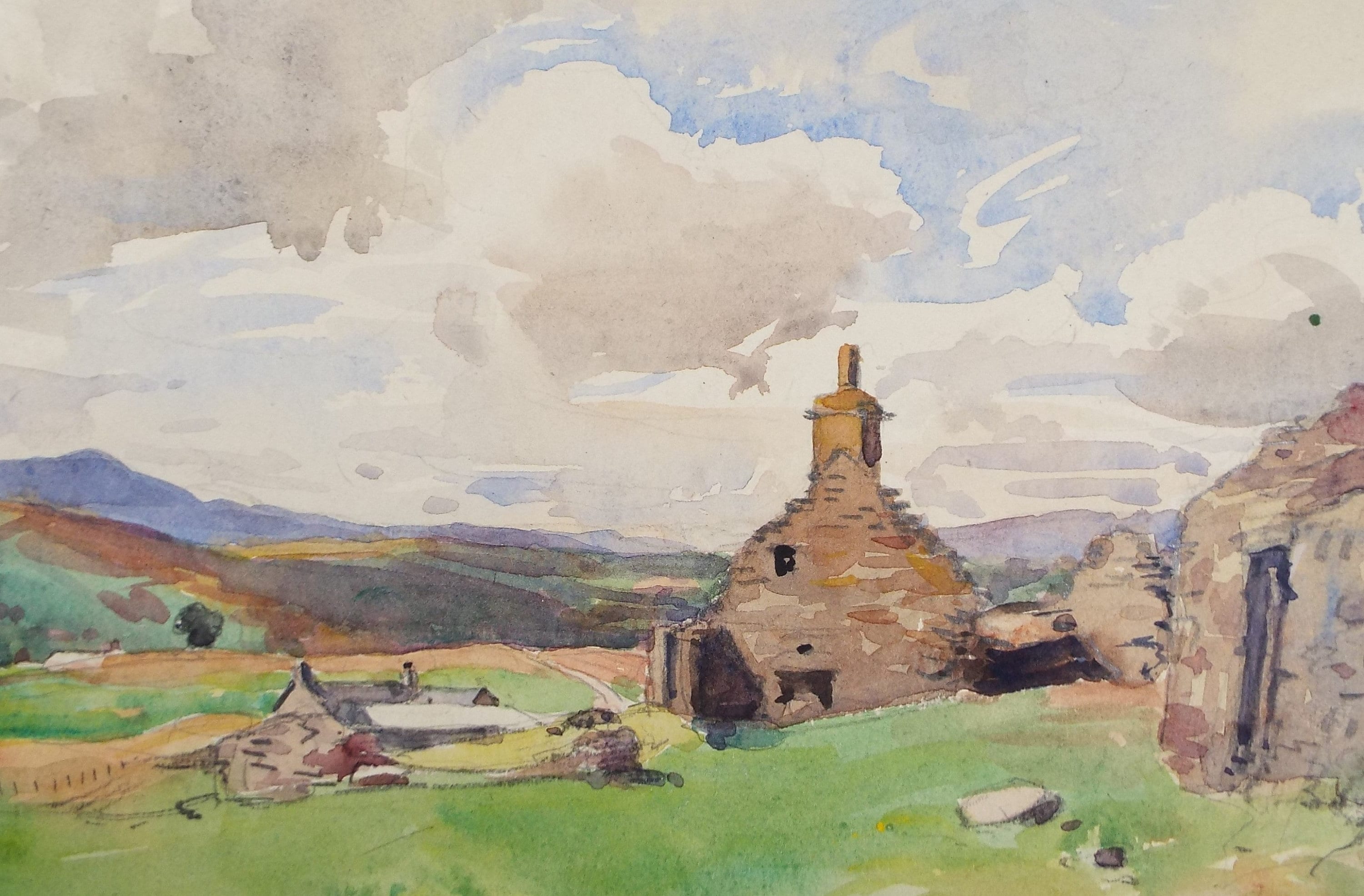 Original Watercolour ,'Colourful Landscape', William Walls 1860-1942 ARSA, RSW, RSA, dated 1940