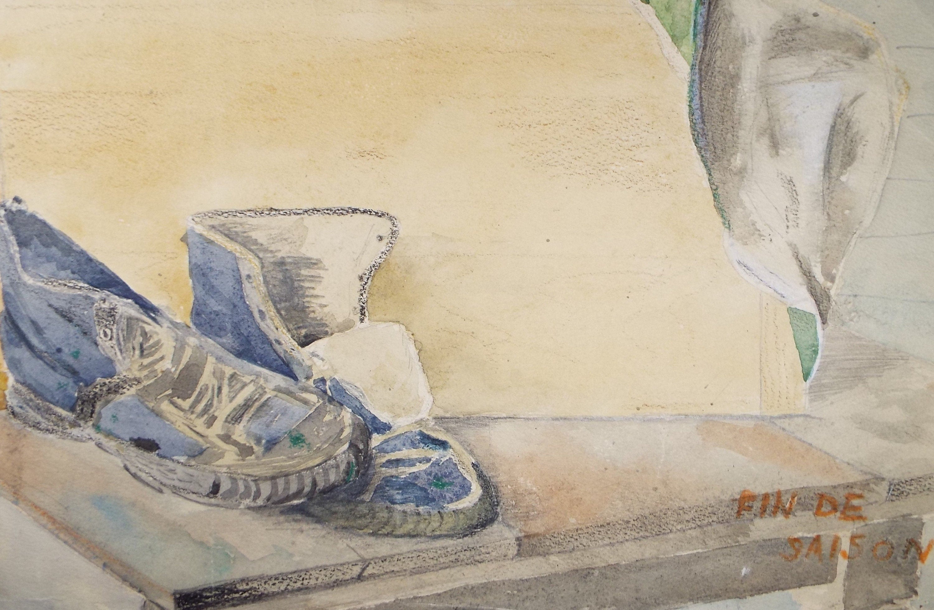 Original Watercolour ,'Still Life of Boots', Attr. William Walls 1860-1942 ARSA, RSW, RSA, circa 1930