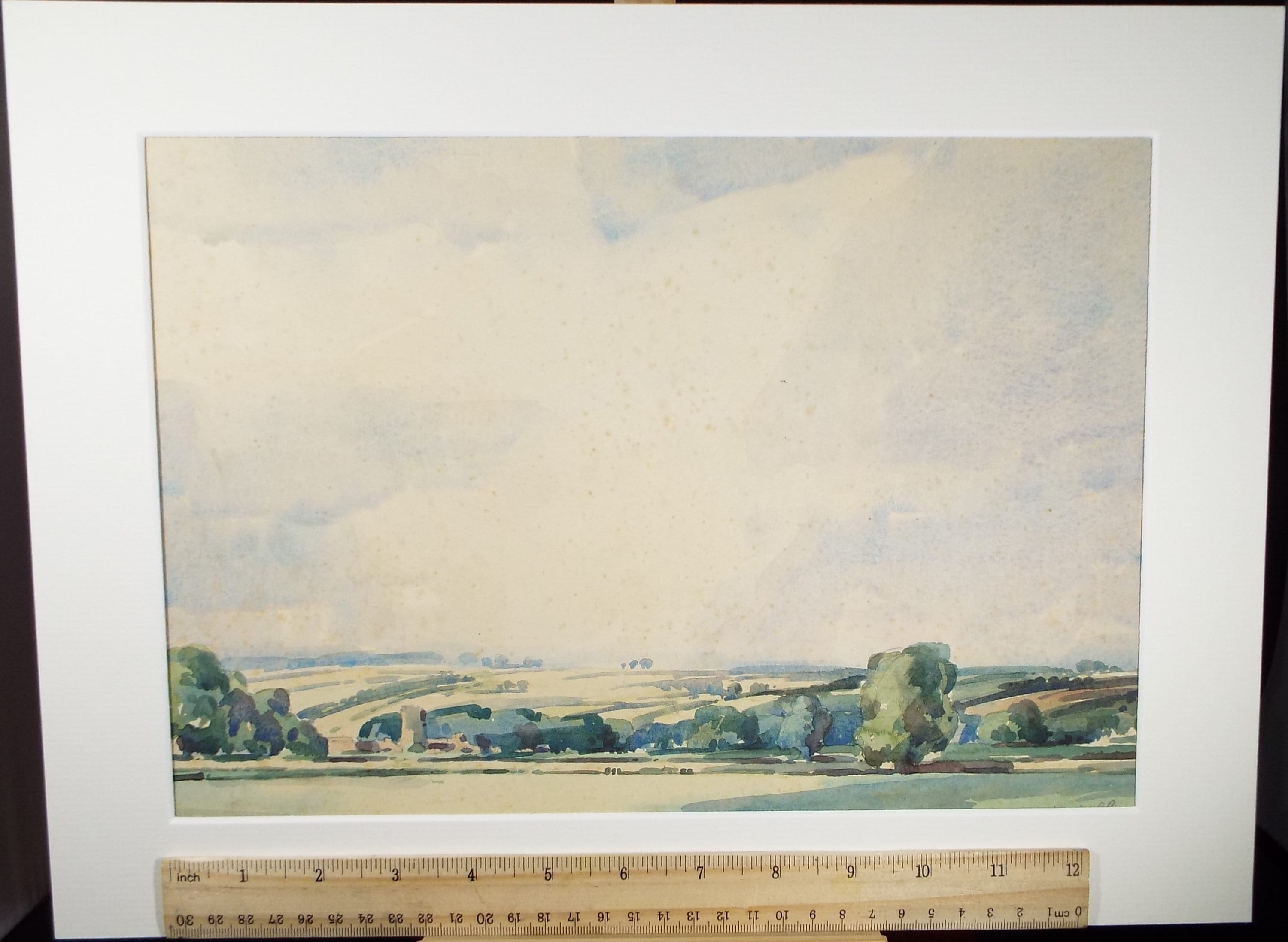 Original Watercolour, 'Village Landscape with Broad Sky', Edward Eaton Brannan (1886-1957)