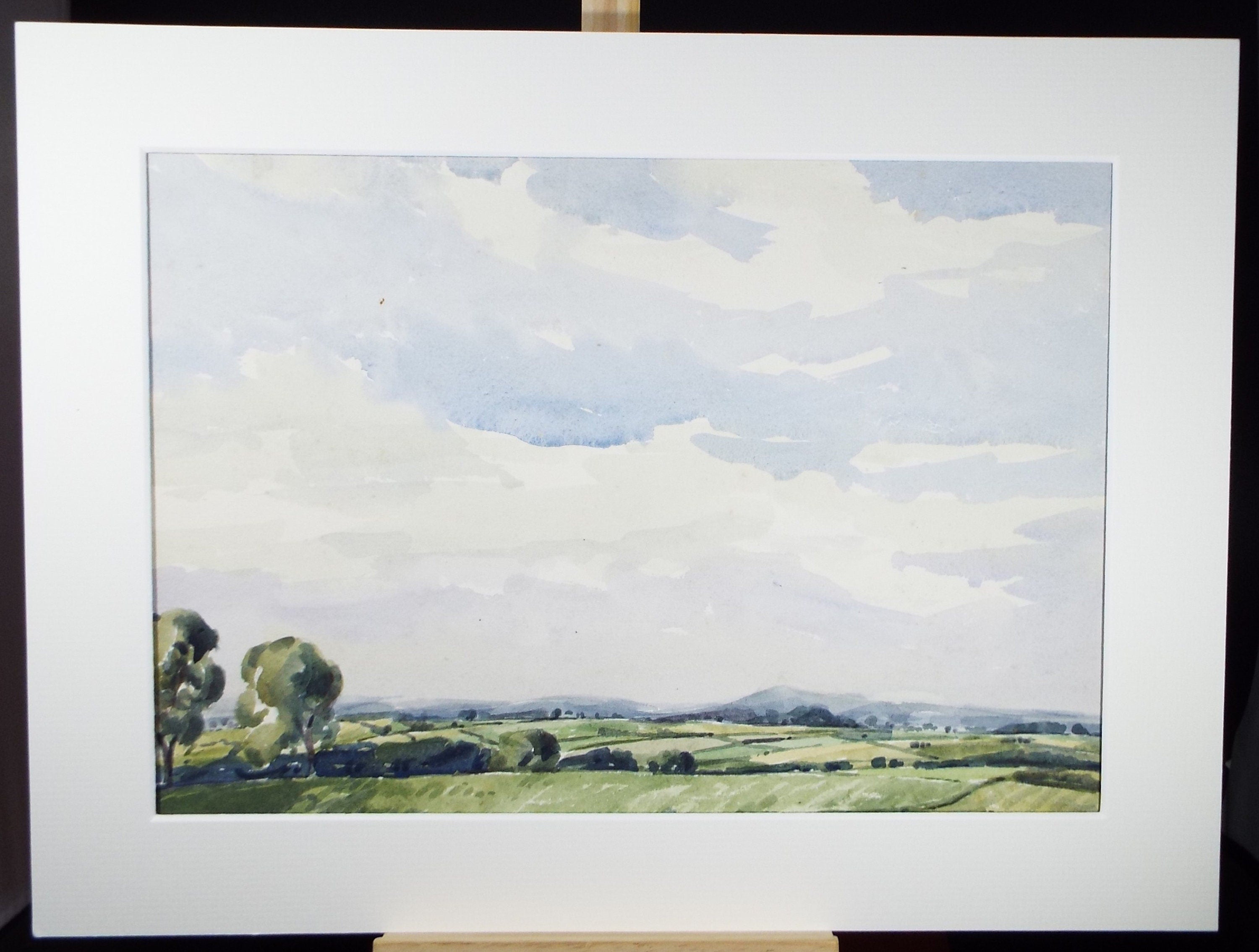 Original Watercolour, 'Landscape with distant hills', Edward Eaton Brannan (1886-1957)