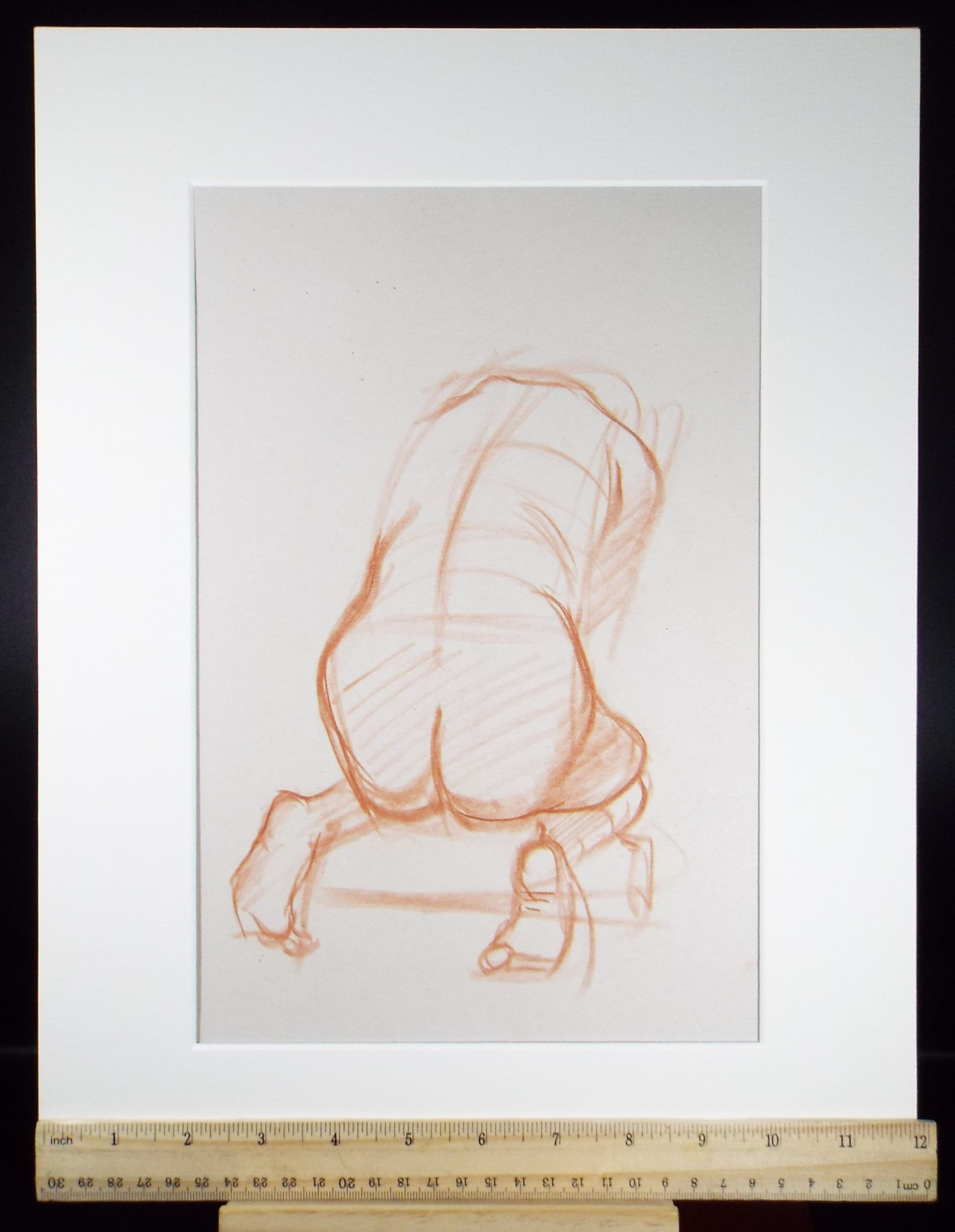 Original Pastel Sketch,'Nude Figure from rear',Richard Bazley b1962, Circa 1980's