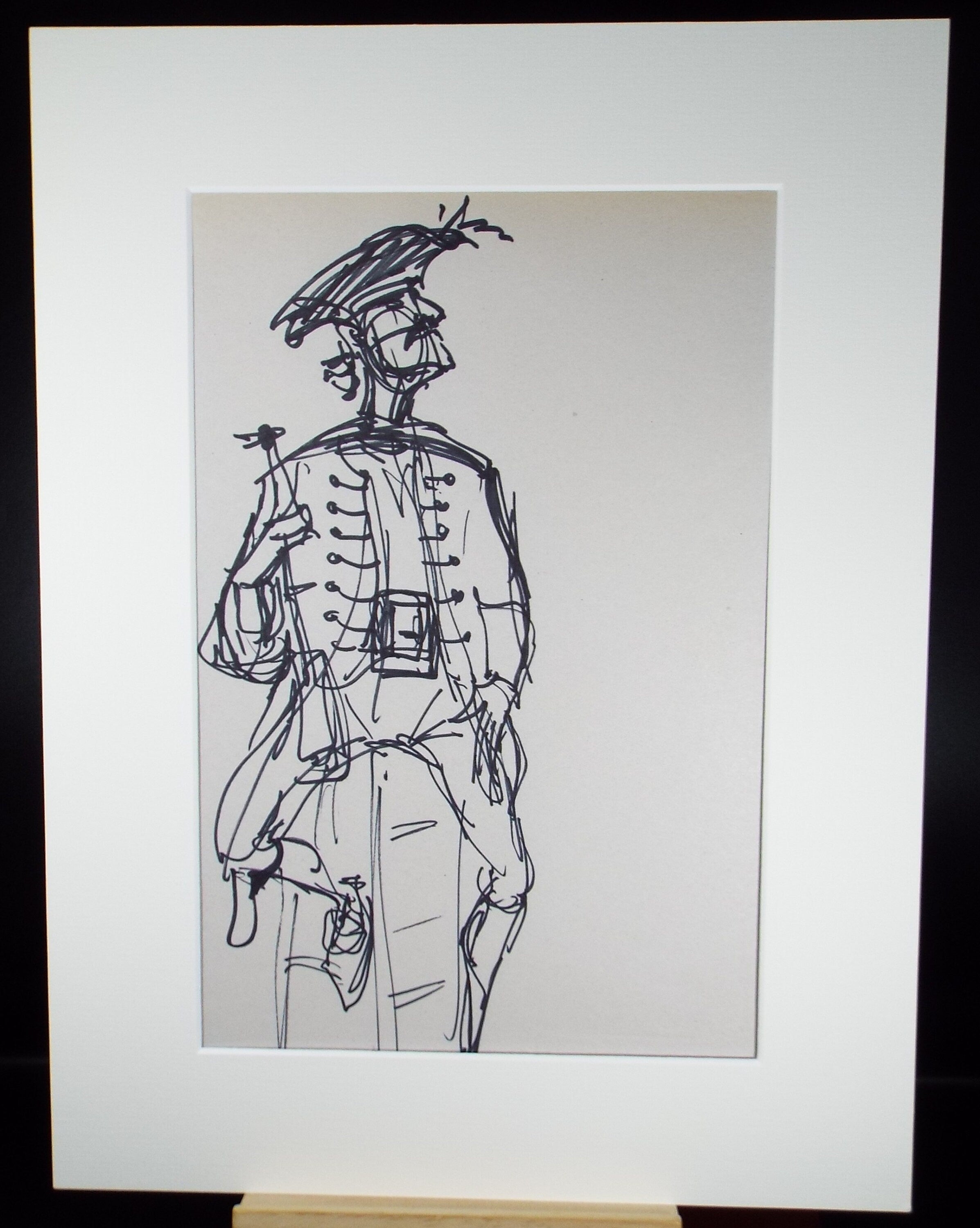 Original Pen & Ink Sketch,'Standing Swashbuckler',Richard Bazley b1962, Circa 1980's