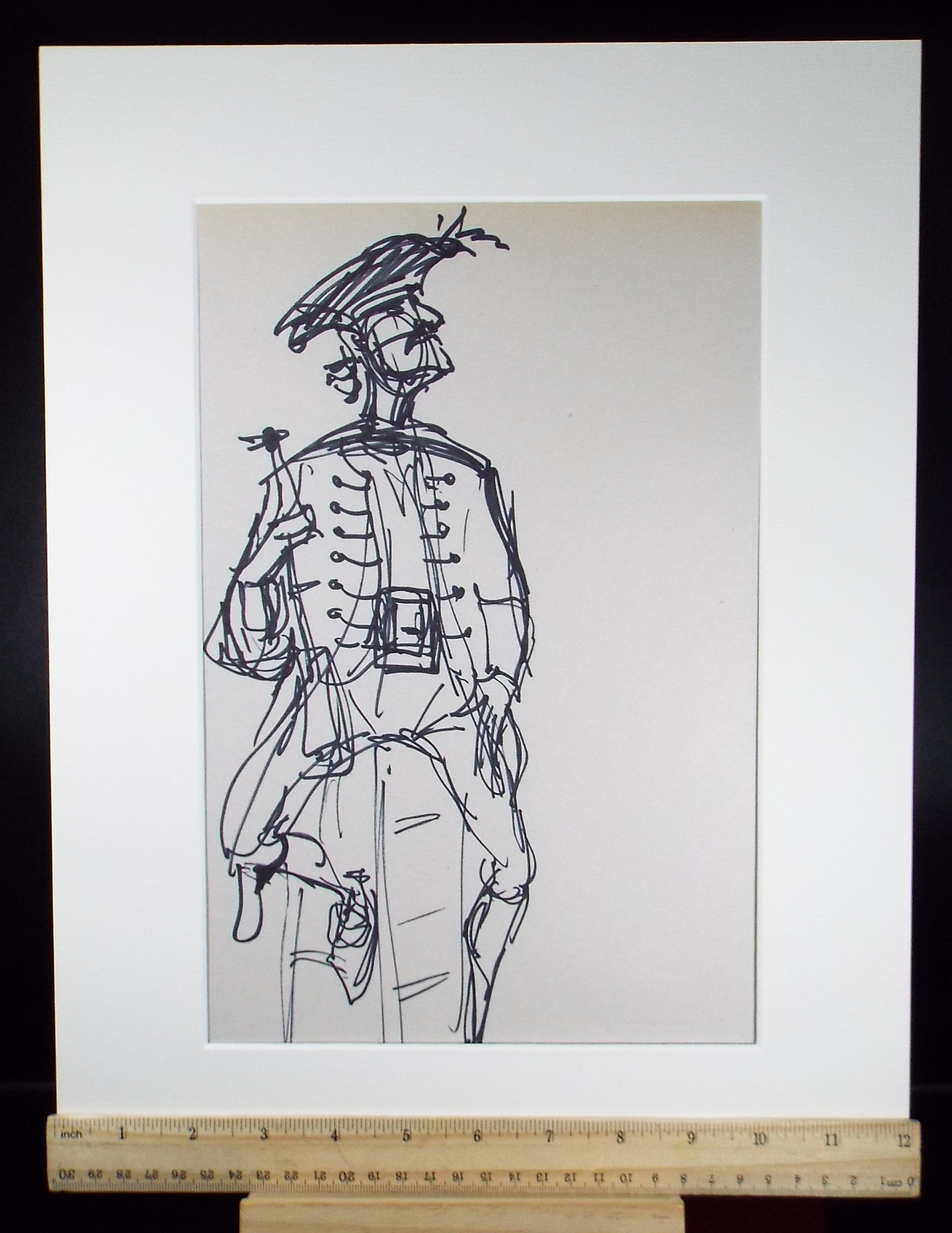 Original Pen & Ink Sketch,'Standing Swashbuckler',Richard Bazley b1962, Circa 1980's