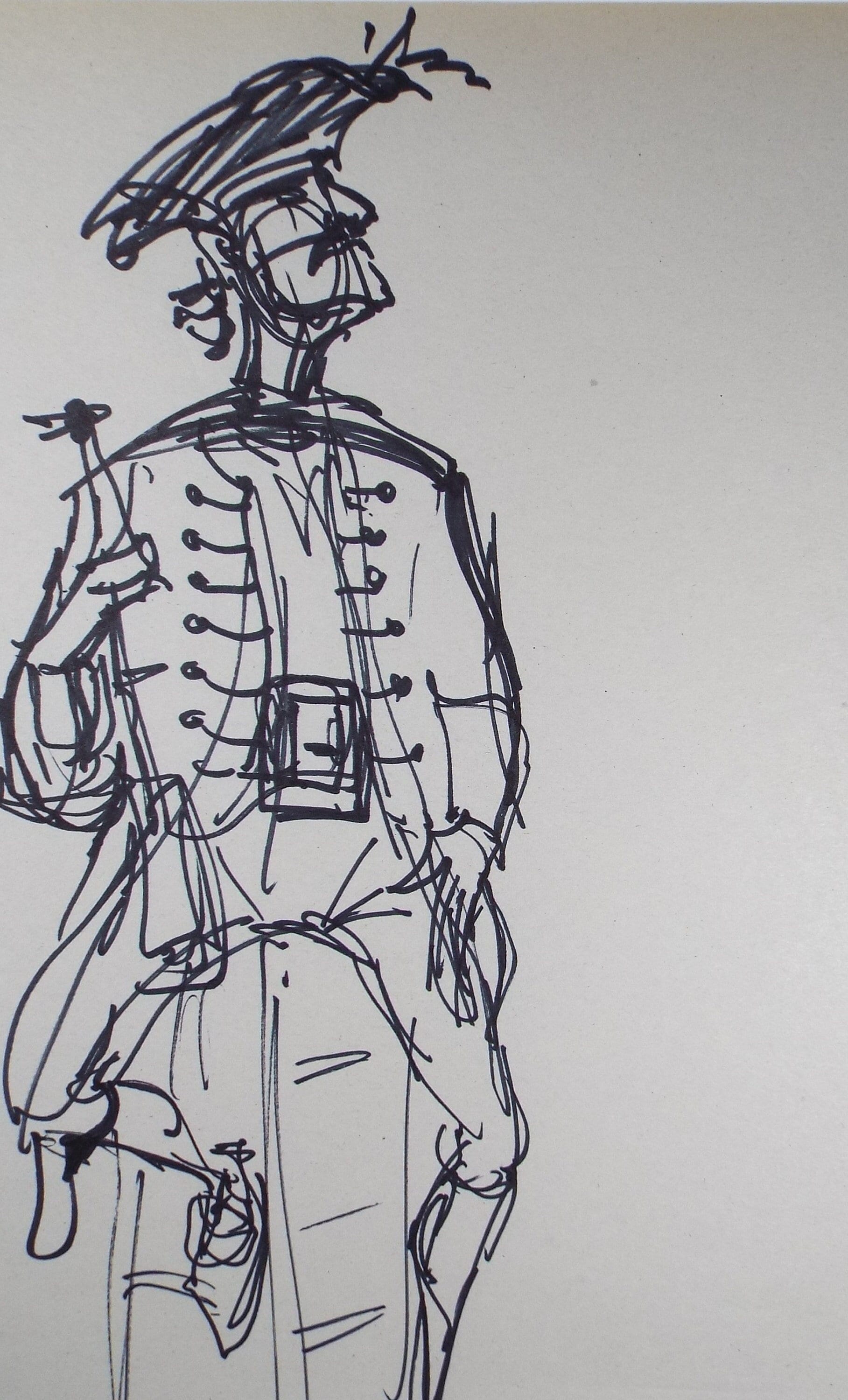 Original Pen & Ink Sketch,'Standing Swashbuckler',Richard Bazley b1962, Circa 1980's