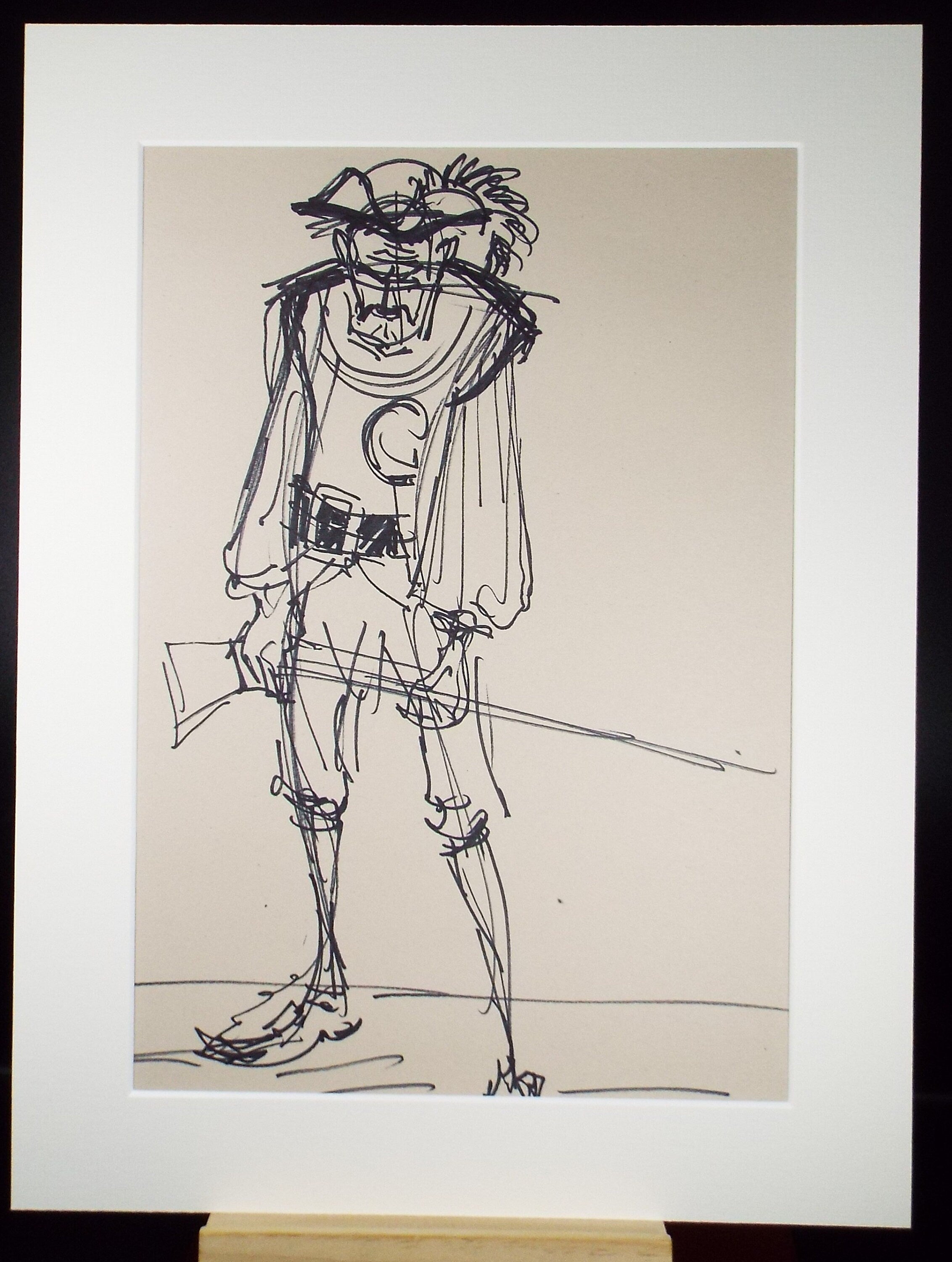 Original Pen & Ink Sketch,'Swashbuckling Figure',Richard Bazley b1962, Circa 1980's