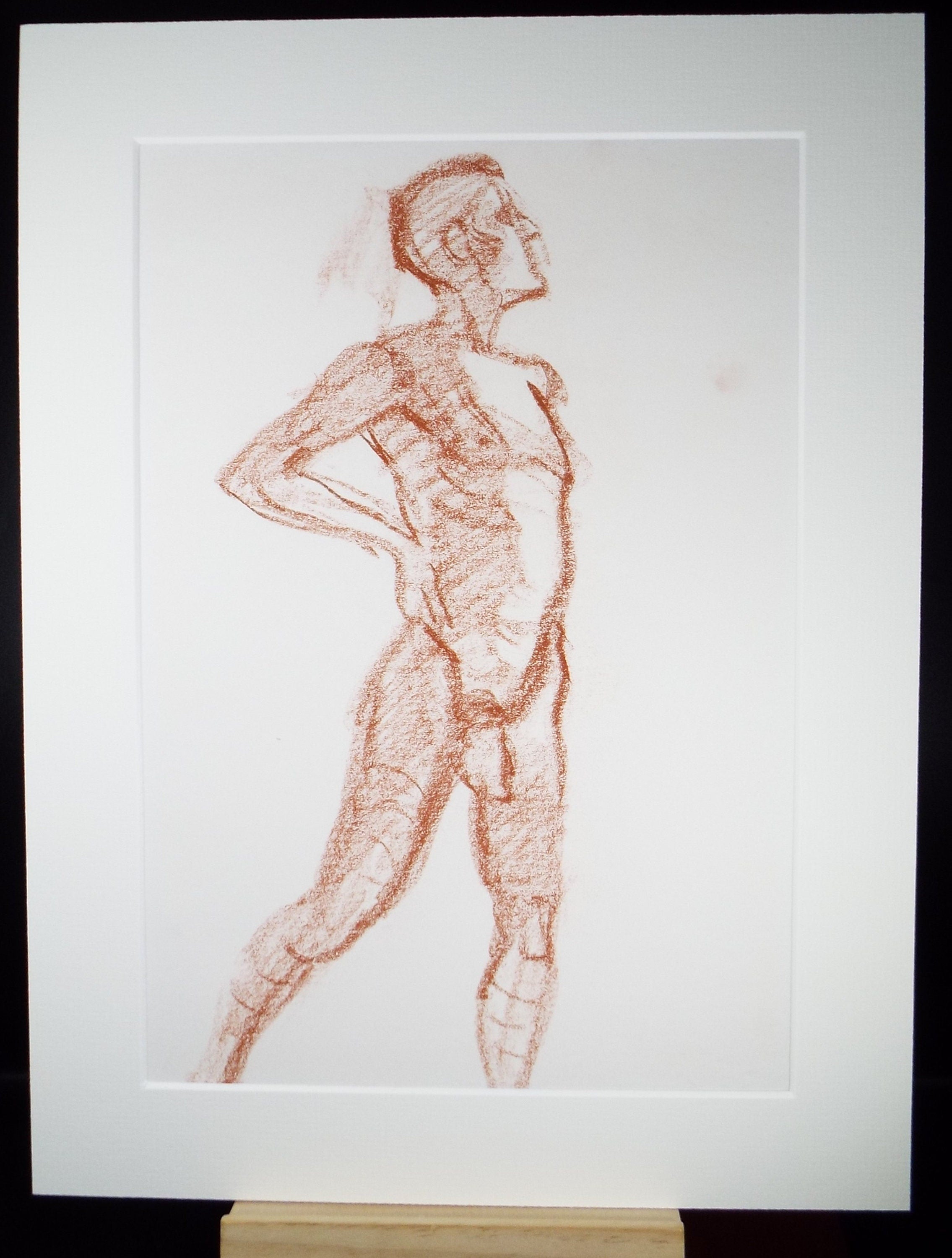 Original Pastel Sketch,'Standing Male Nude',Richard Bazley b1962, Circa 1980's