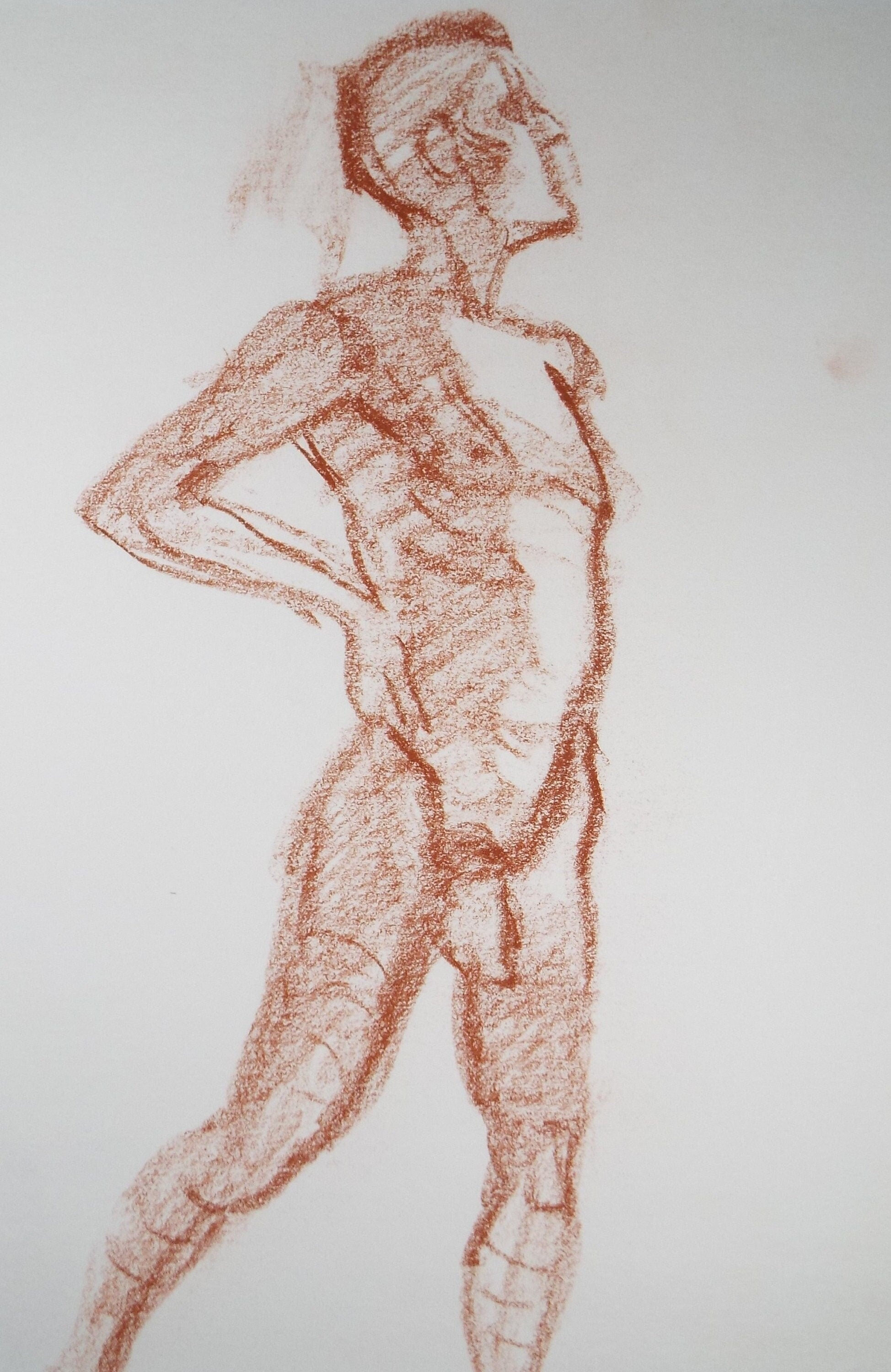 Original Pastel Sketch,'Standing Male Nude',Richard Bazley b1962, Circa 1980's