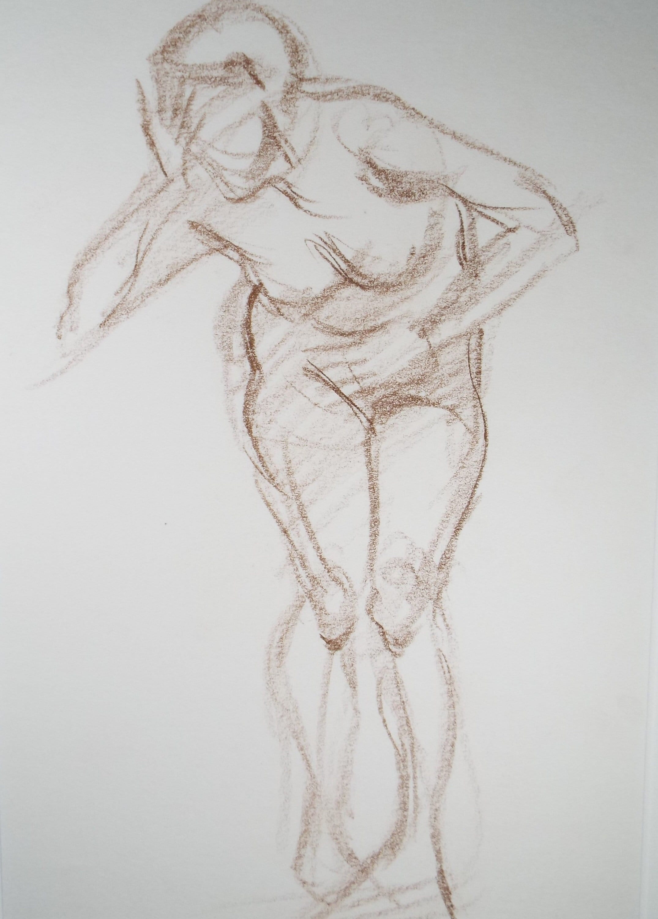 Original Pastel Sketch,'Crouching Figure',Richard Bazley b1962, Circa 1980's