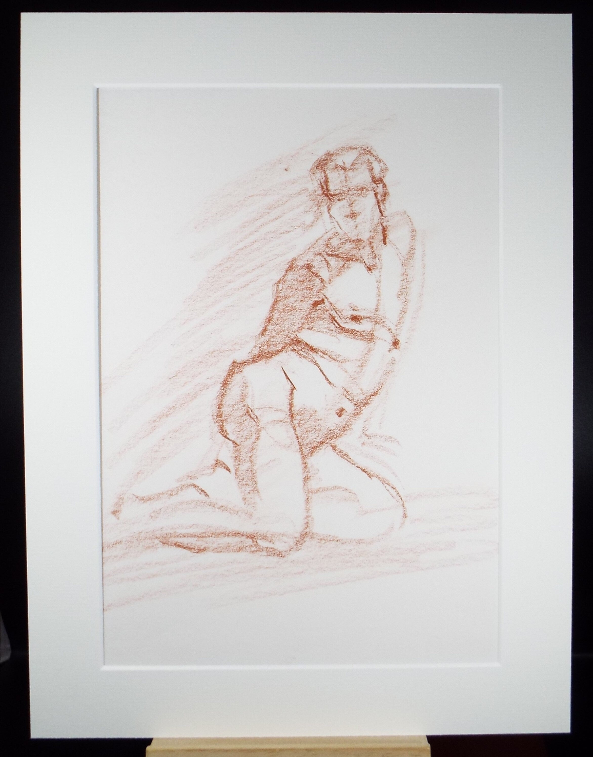 Original Pastel Sketch,'Kneeling Figure',Richard Bazley b1962, Circa 1980's