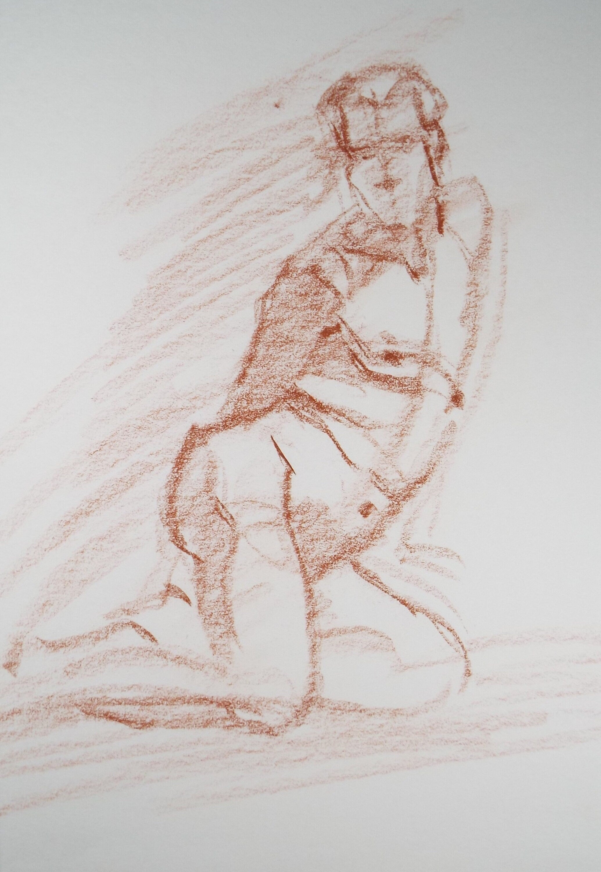 Original Pastel Sketch,'Kneeling Figure',Richard Bazley b1962, Circa 1980's