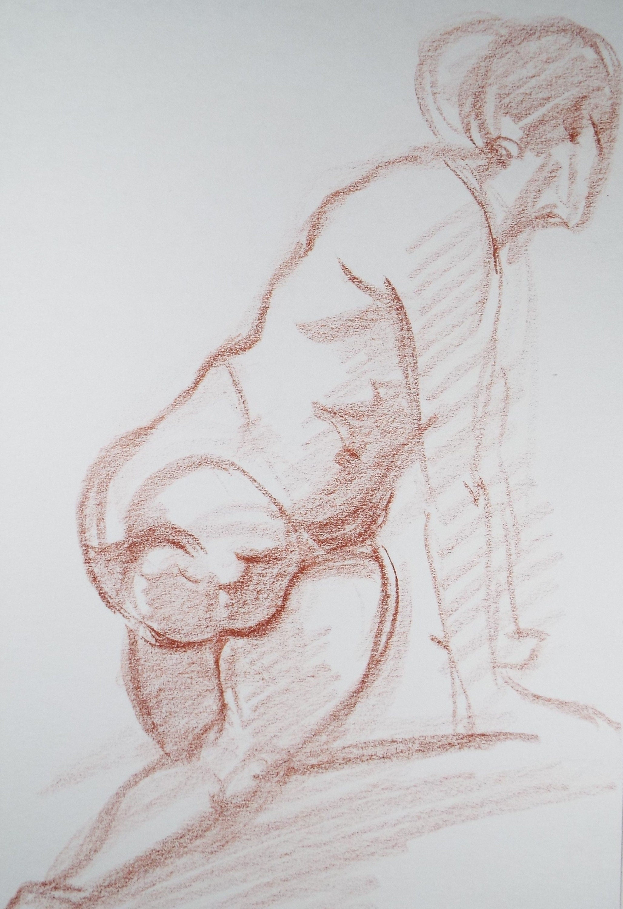 Original Pastel Sketch,'Crouching Figures',Richard Bazley b1962, Circa 1980's