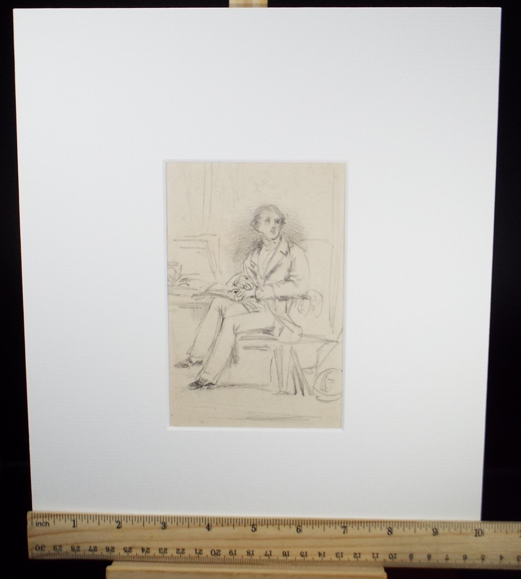 Original Pencil Drawing,'Study of a Seated Gentleman', John Wood (1801-1870)