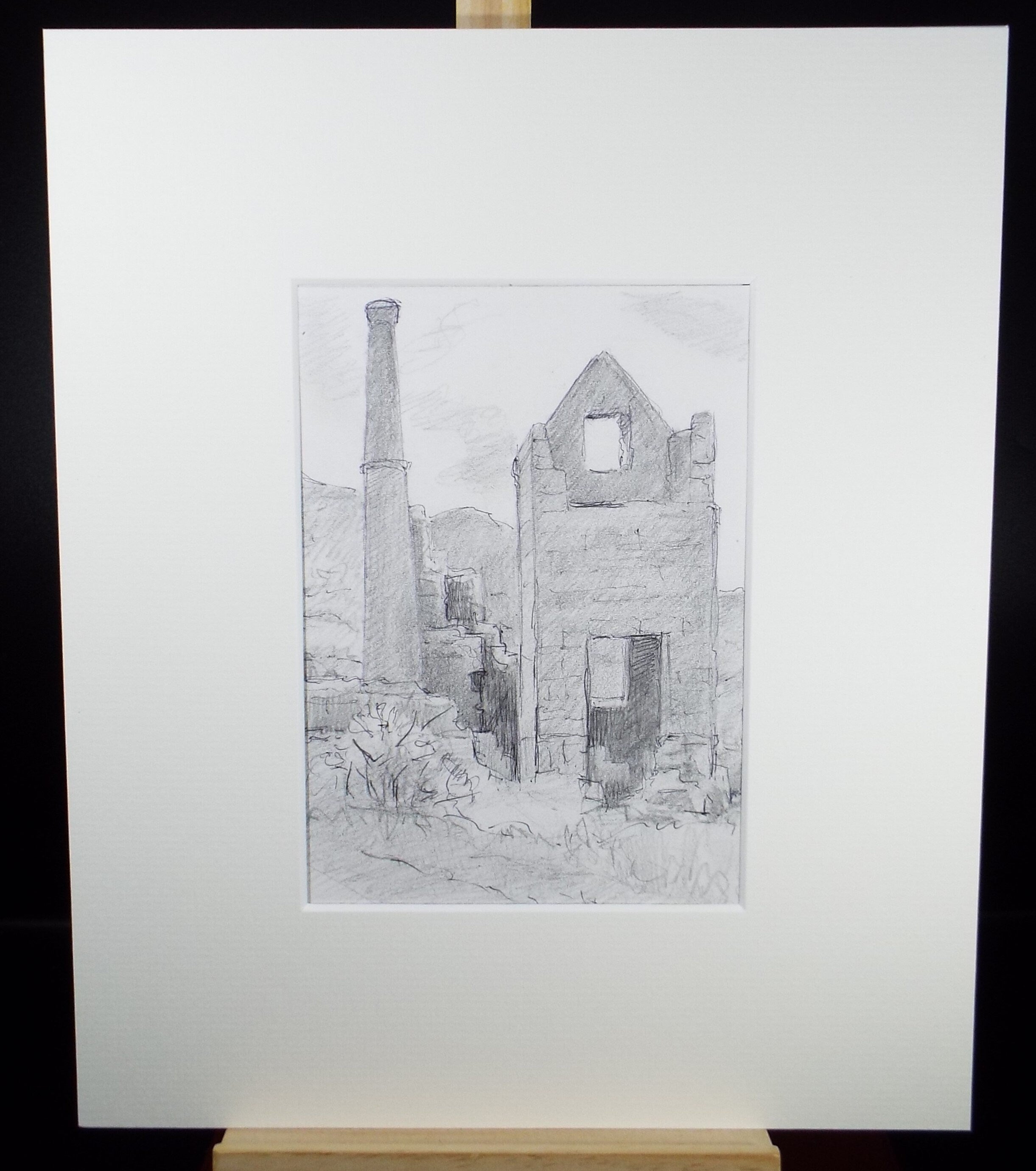 Original Pencil drawing, 'Cornish Tin Mine', Muriel Archer (1911-2011)