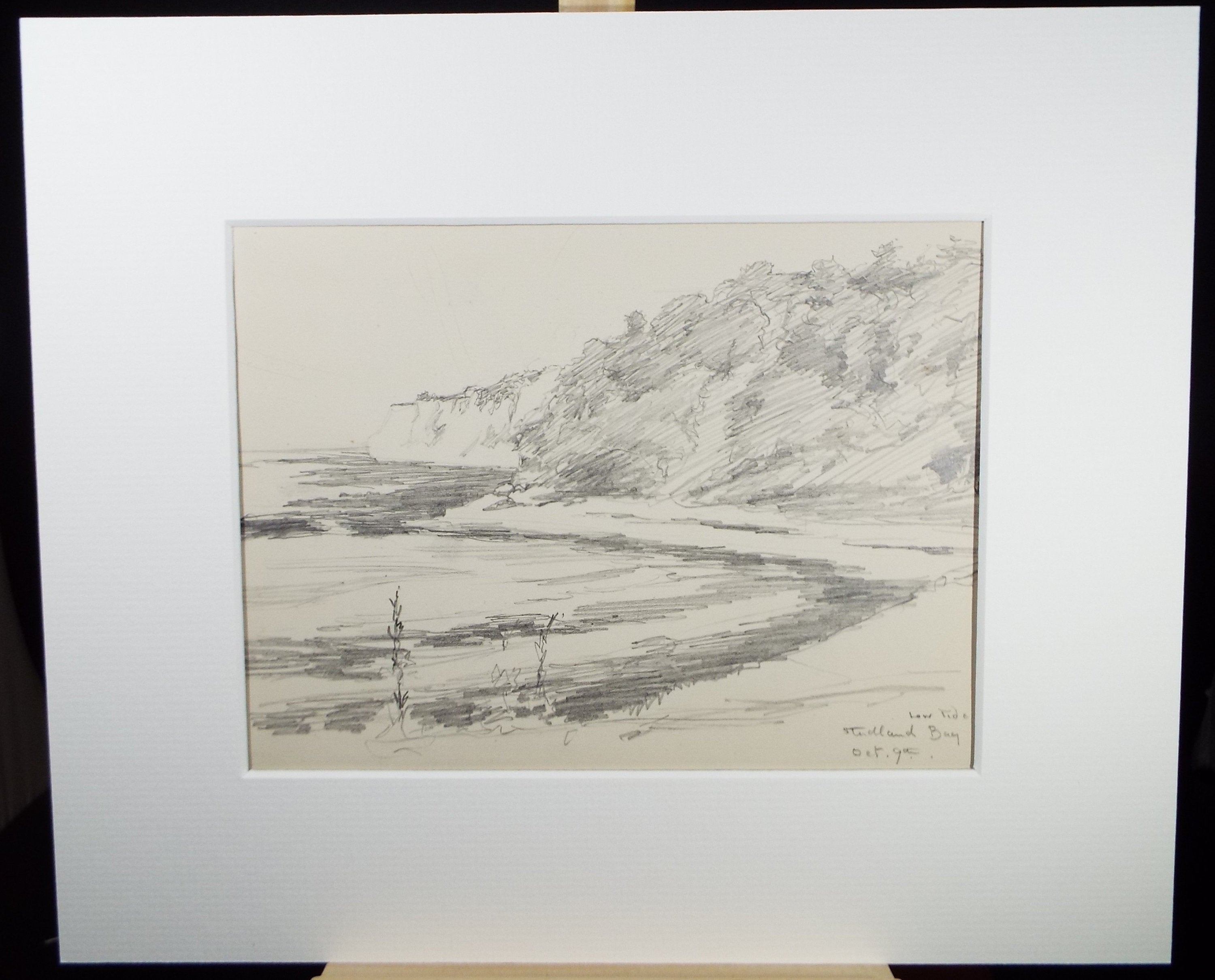 Original Pencil Sketch,'Low Tide, Studland Bay', Leonard Leslie Brooke (1862 - 1940), Late 19th Century