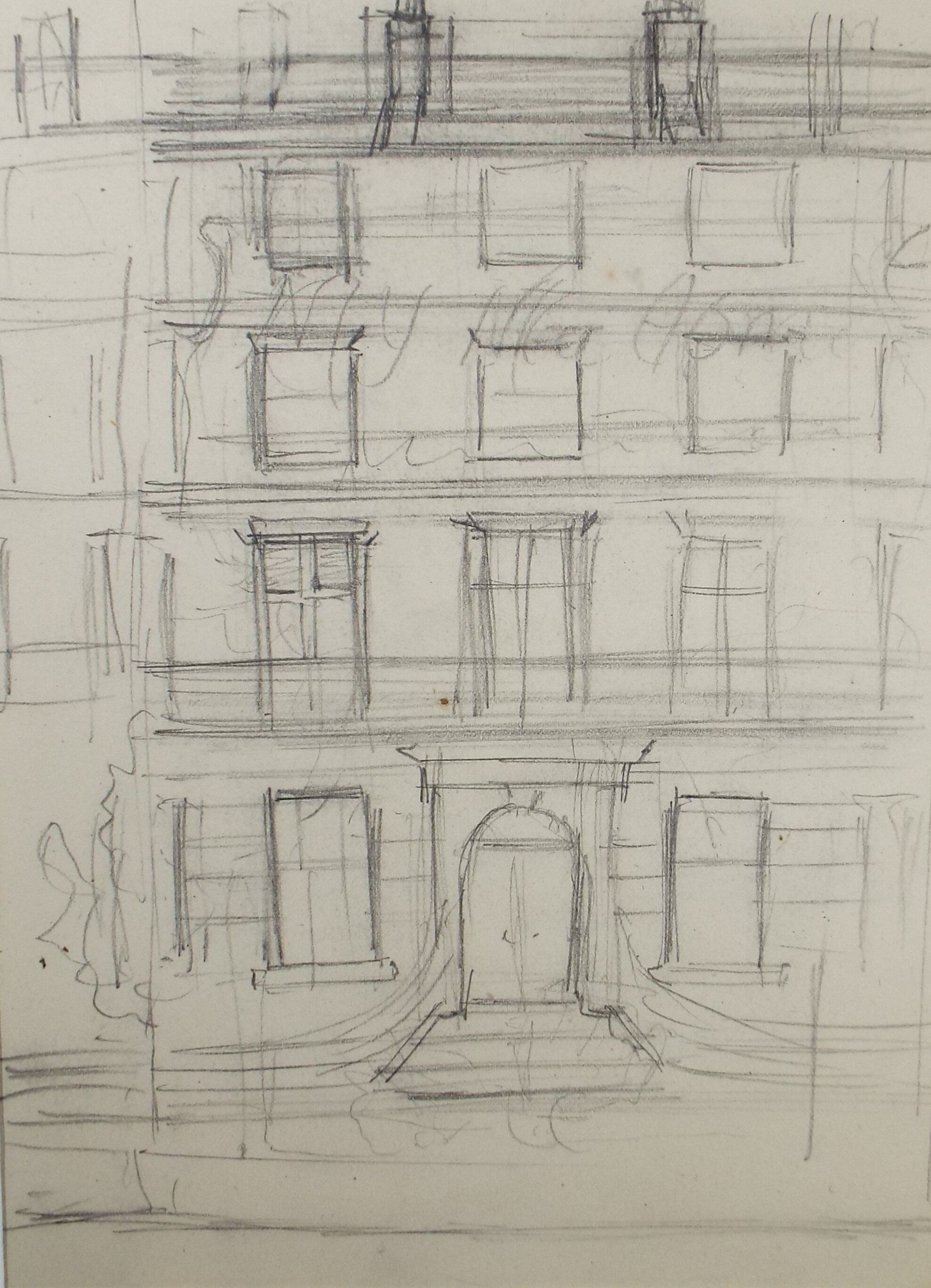 Original Pencil Sketch,'Study of a Townhouse', Leonard Leslie Brooke (1862 - 1940), Late 19th Century