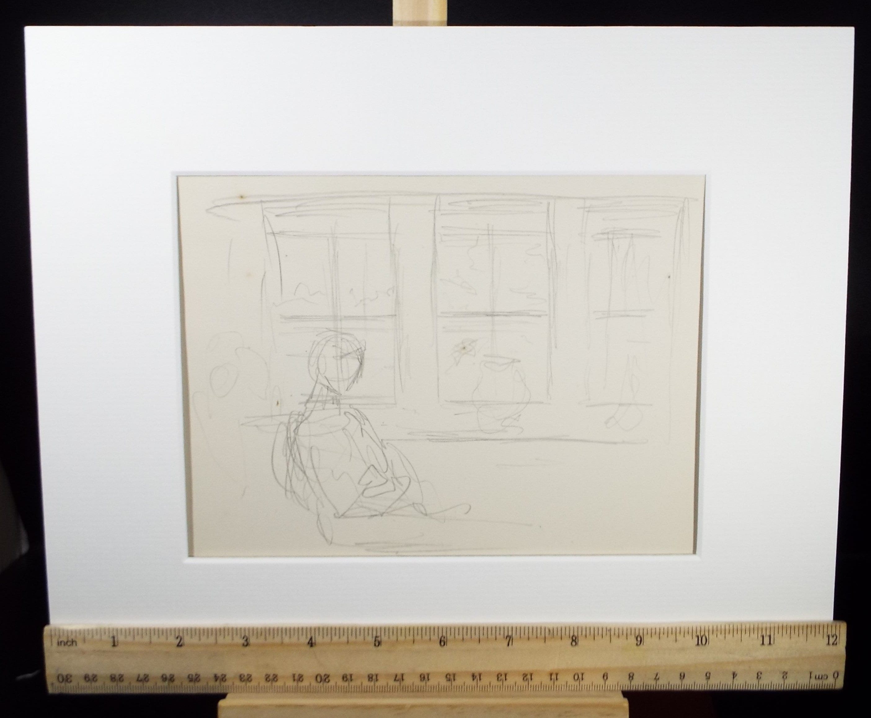 Original Pencil Sketch,'Figure at a Window', Leonard Leslie Brooke (1862 - 1940), Late 19th Century