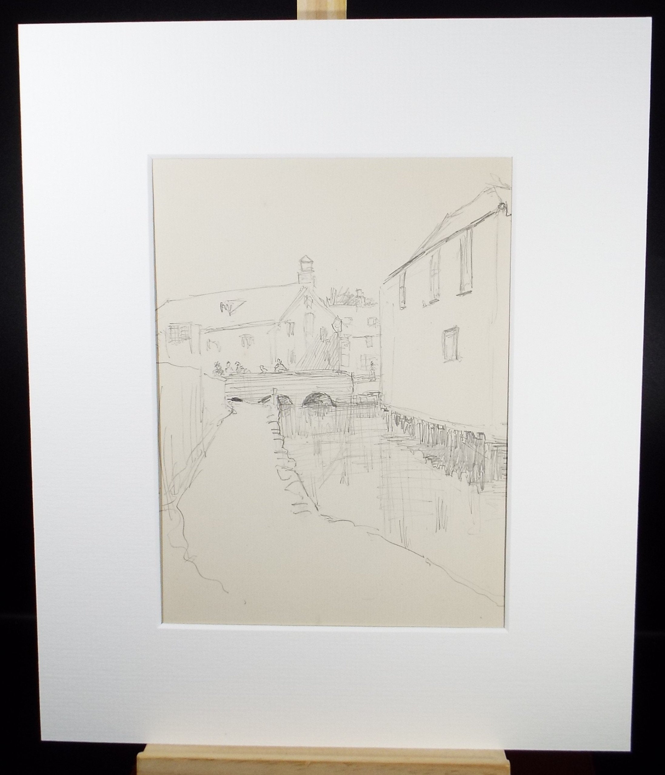 Original Pencil Sketch,'Canal Side Buildings', Leonard Leslie Brooke (1862 - 1940), Late 19th Century