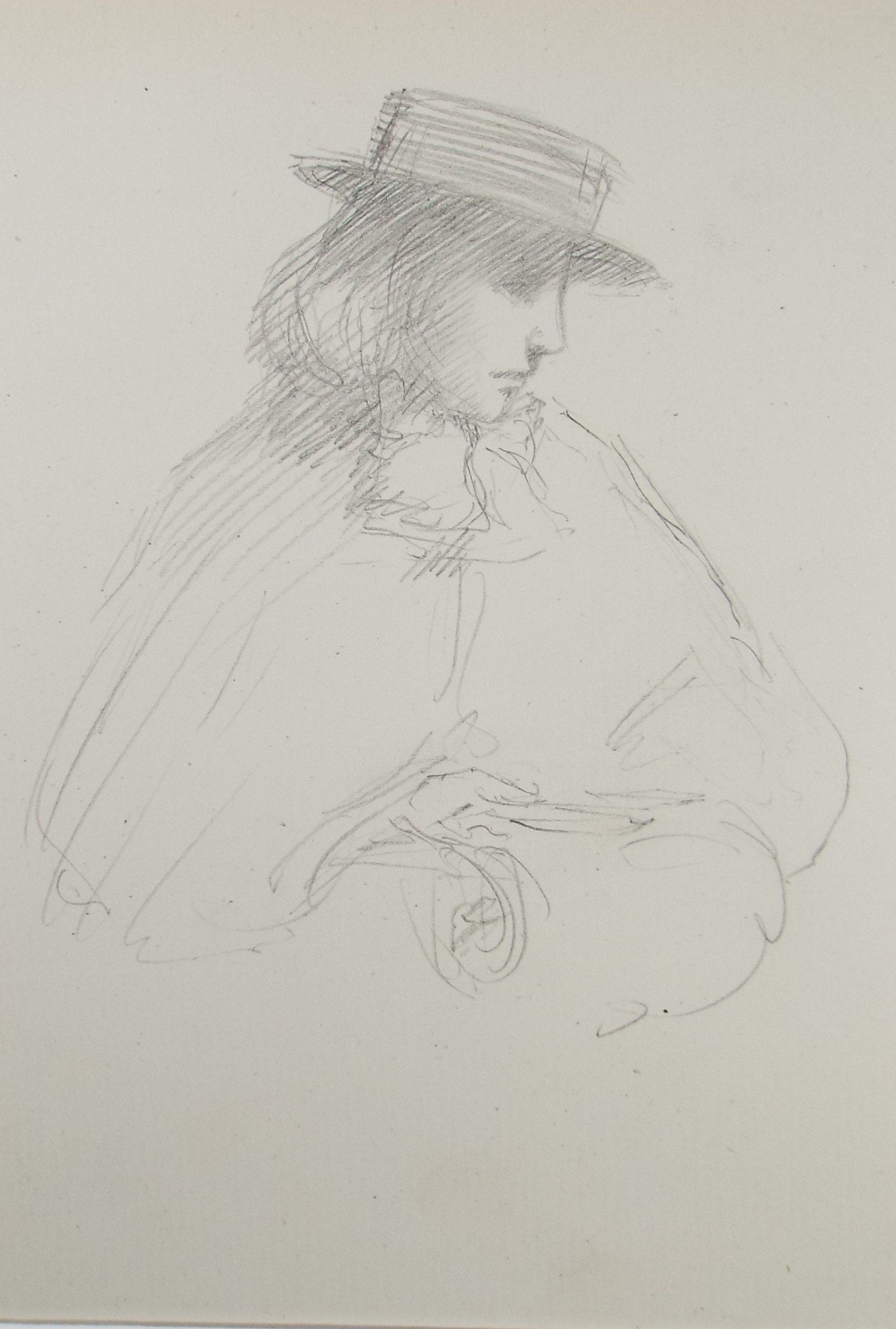 Original Pencil Sketch,'Study of a Woman', Leonard Leslie Brooke (1862 - 1940), Late 19th Century