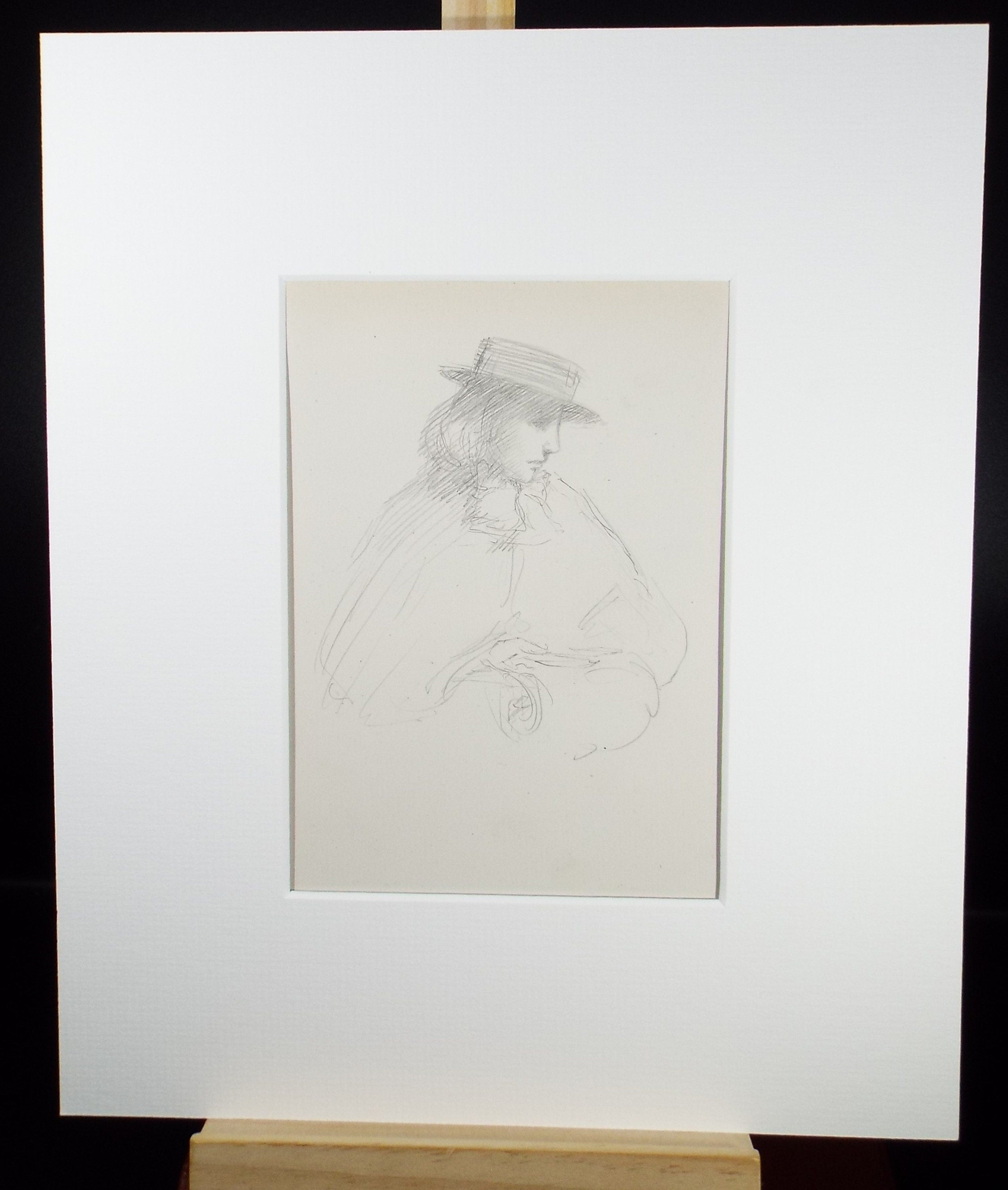 Original Pencil Sketch,'Study of a Woman', Leonard Leslie Brooke (1862 - 1940), Late 19th Century