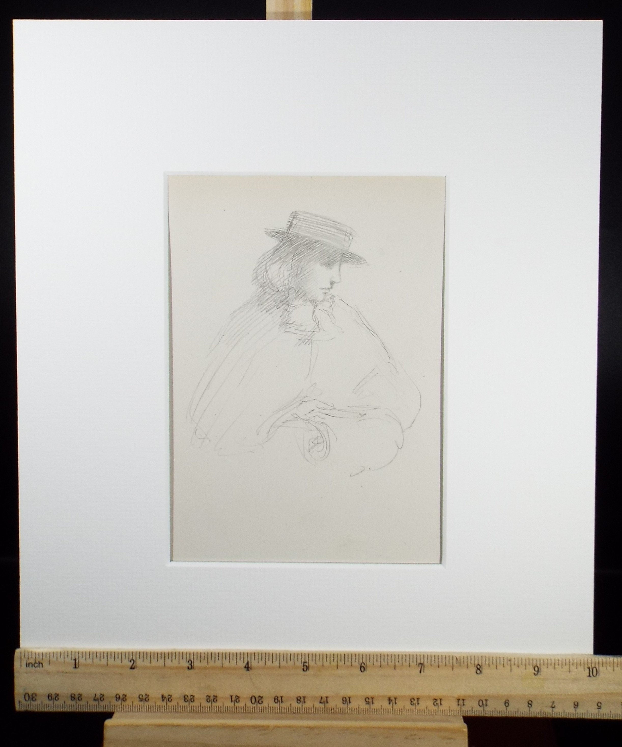 Original Pencil Sketch,'Study of a Woman', Leonard Leslie Brooke (1862 - 1940), Late 19th Century