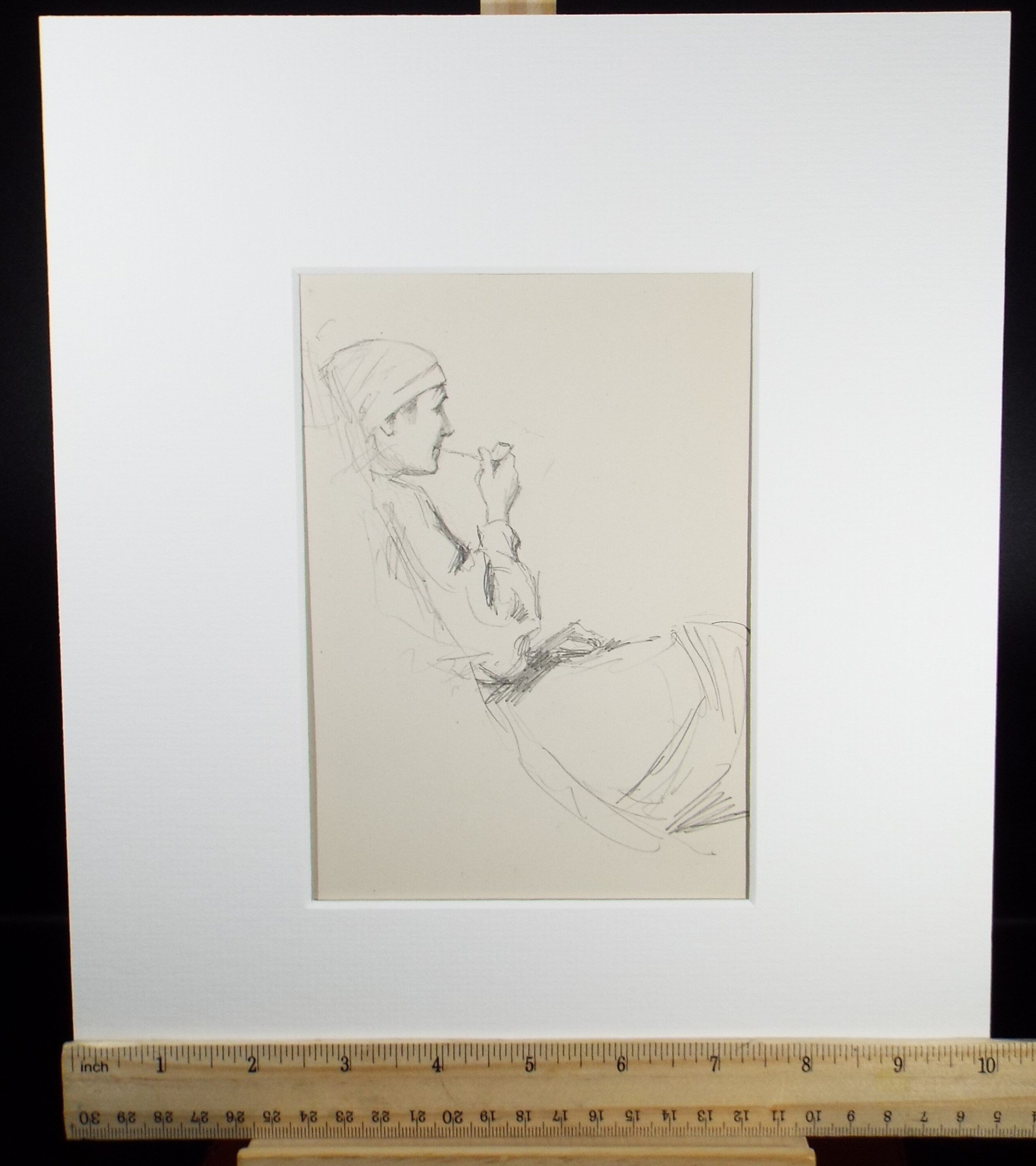 Original Pencil Sketch,'Study of a Woman Smoking a Pipe', Leonard Leslie Brooke (1862 - 1940), Late 19th Century