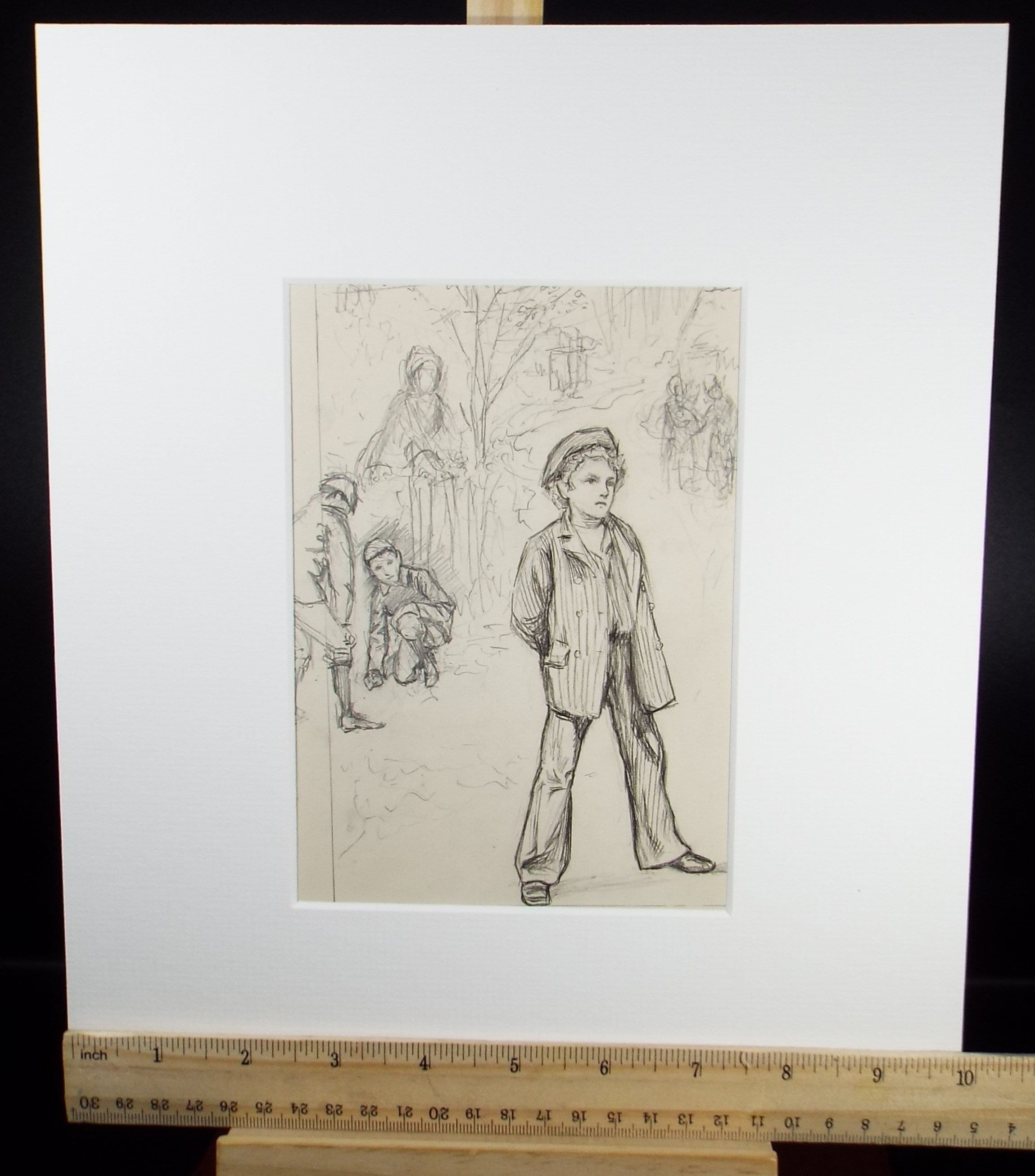 Original Pencil Sketch,'Figures of Boys', Leonard Leslie Brooke (1862 - 1940), Late 19th Century