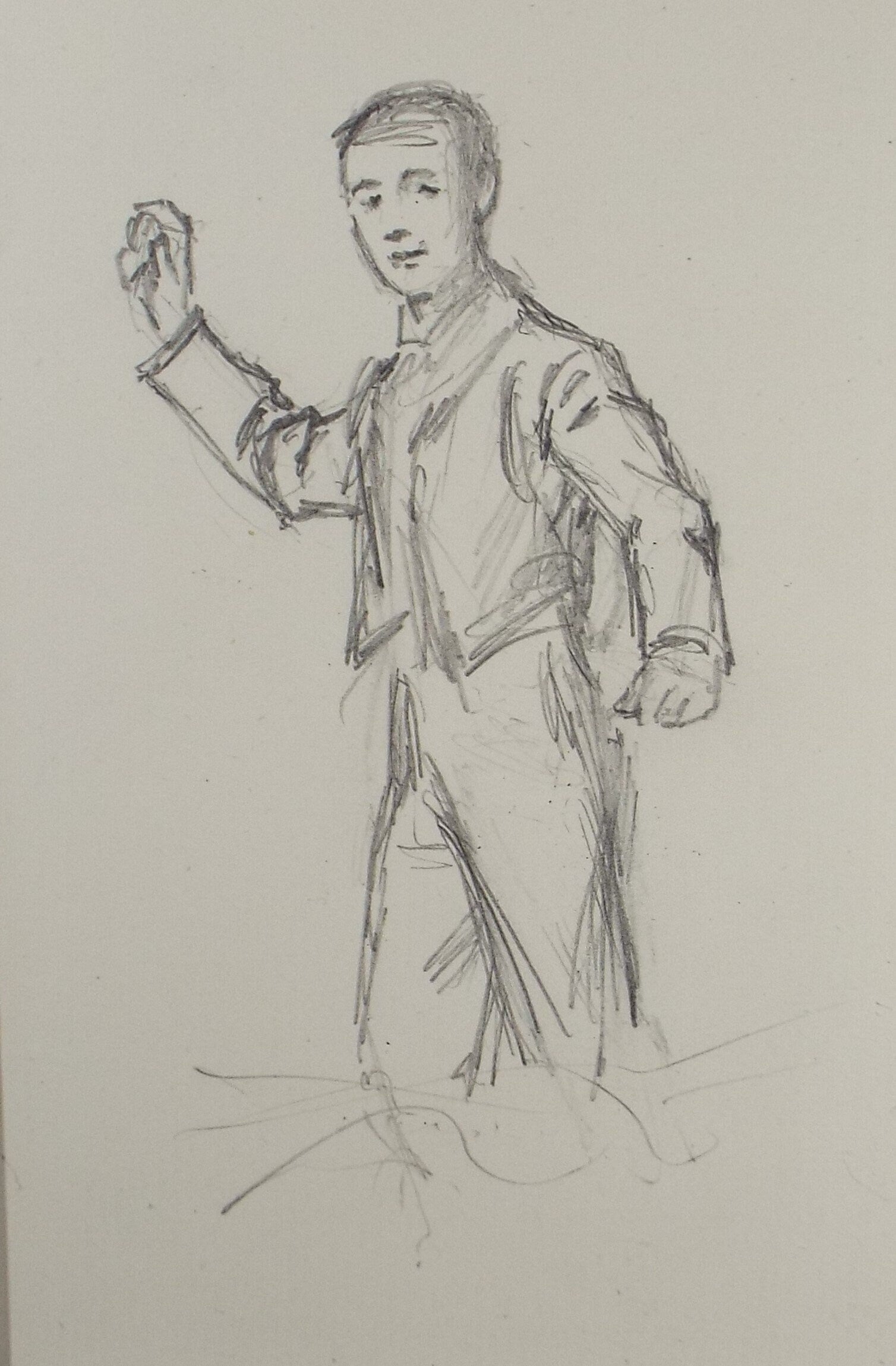 Original Pencil Sketch,'Study of a Boy throwing', Leonard Leslie Brooke (1862 - 1940), Late 19th Century