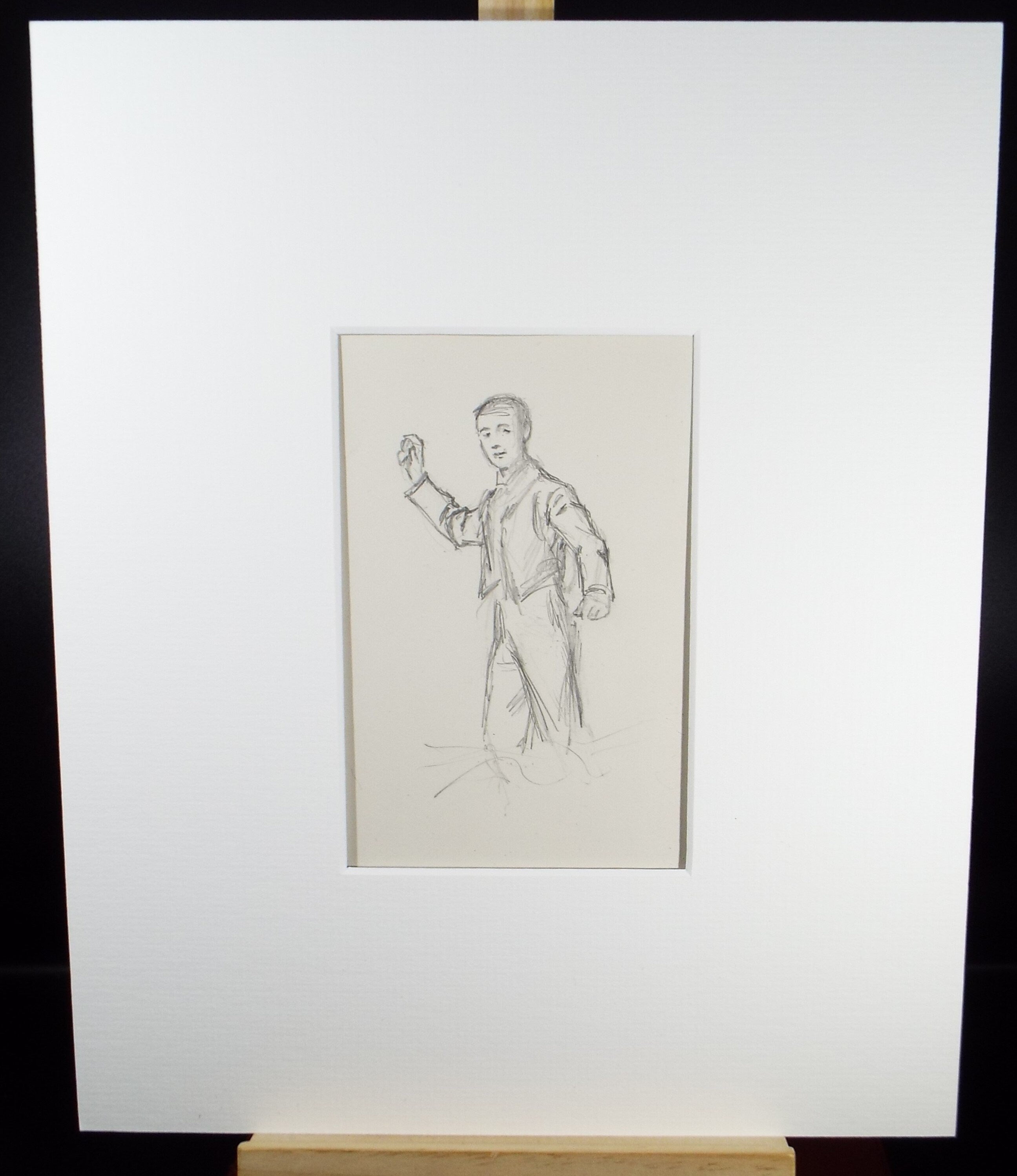 Original Pencil Sketch,'Study of a Boy throwing', Leonard Leslie Brooke (1862 - 1940), Late 19th Century